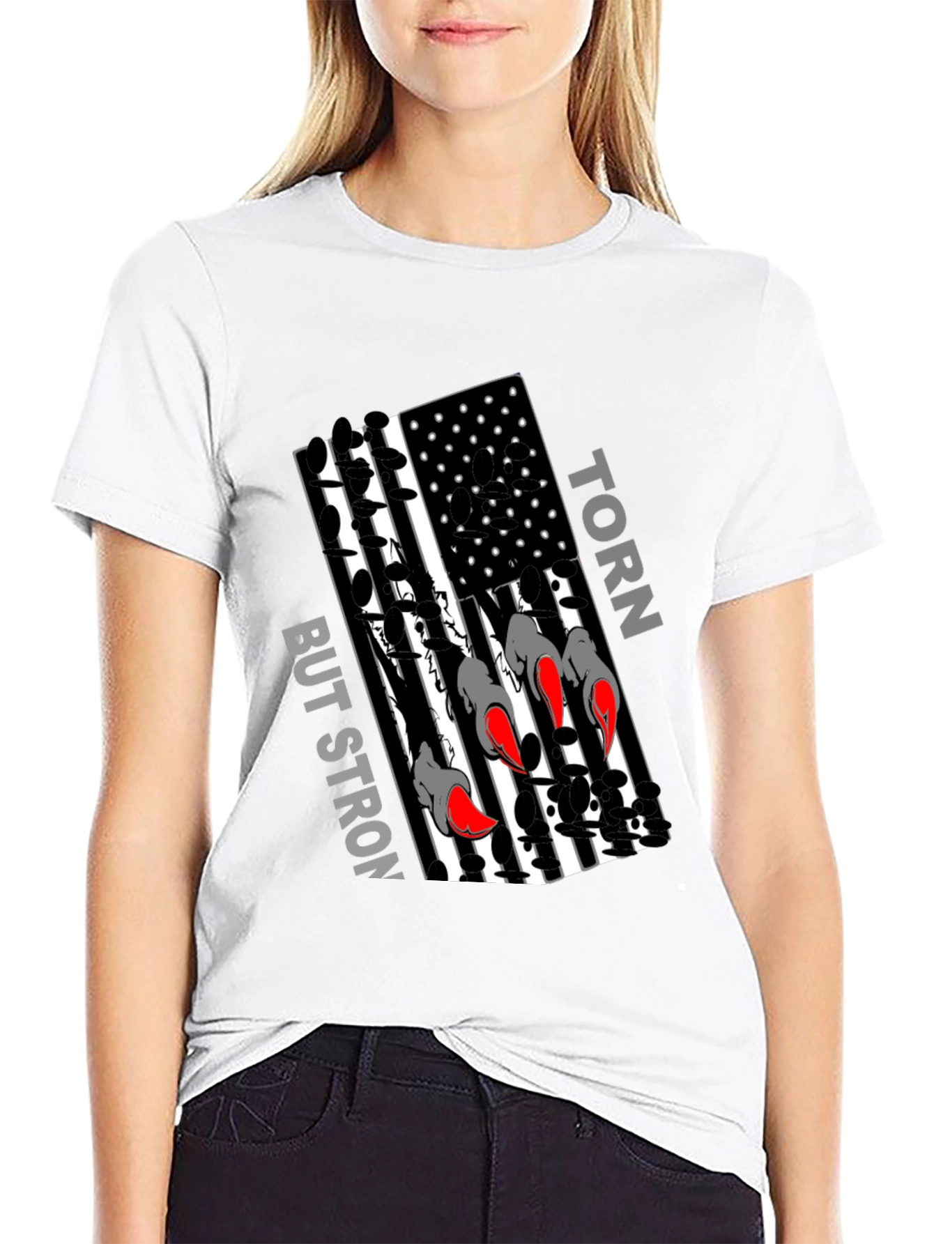 Torn But Strong USA Flag Graphic T-Shirt