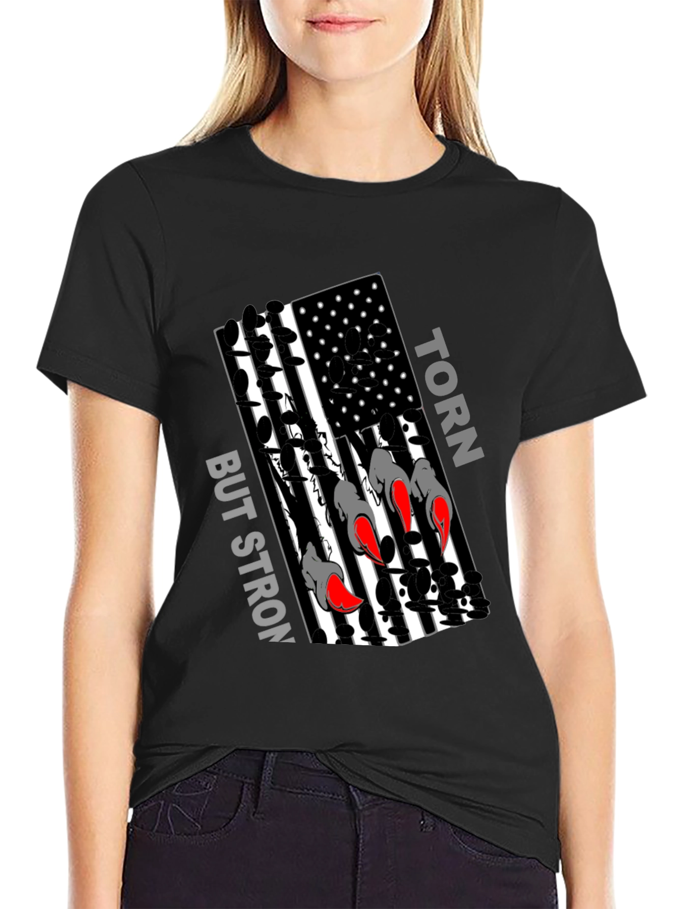 Torn But Strong USA Flag Graphic T-Shirt