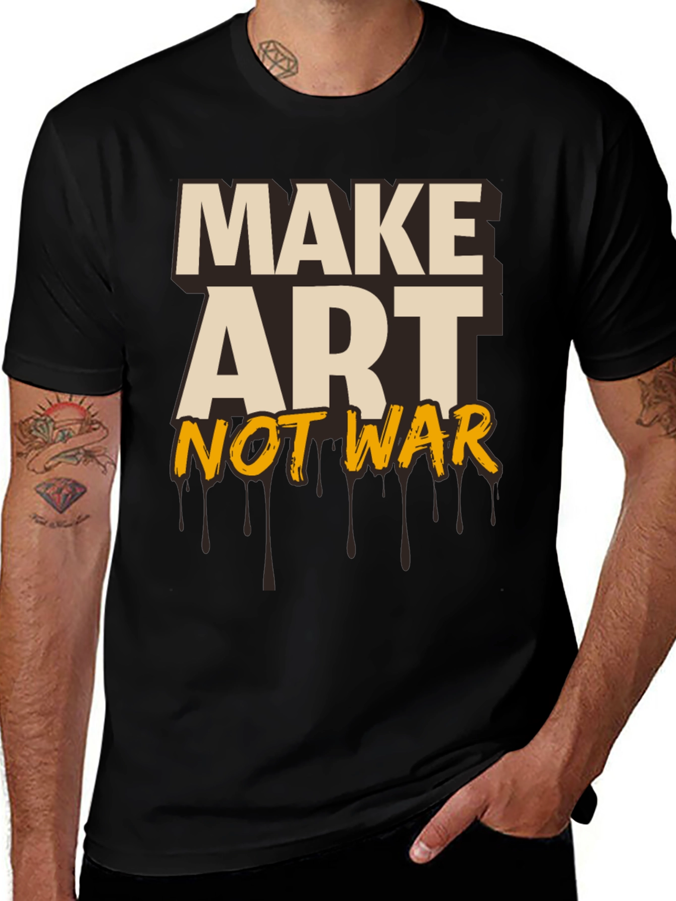 Make Art Not War Graphic Tee - Black