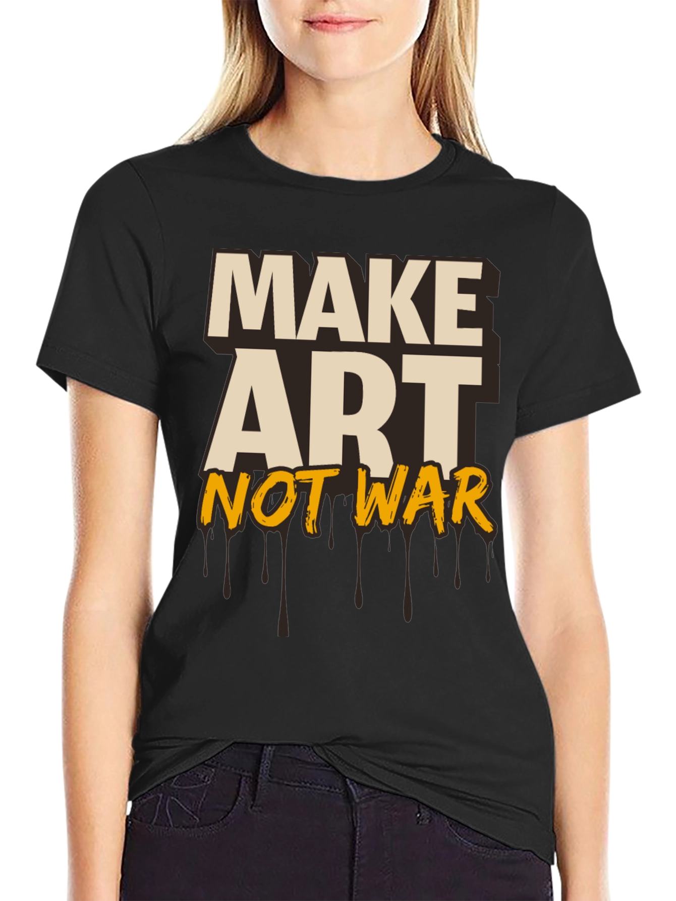 Make Art Not War Graphic Tee - Black