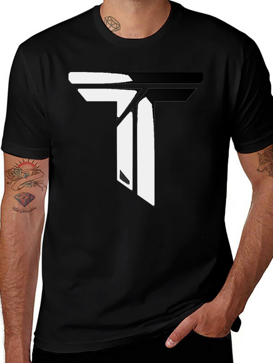 Modern Black T-Shirt with Geometric T Design