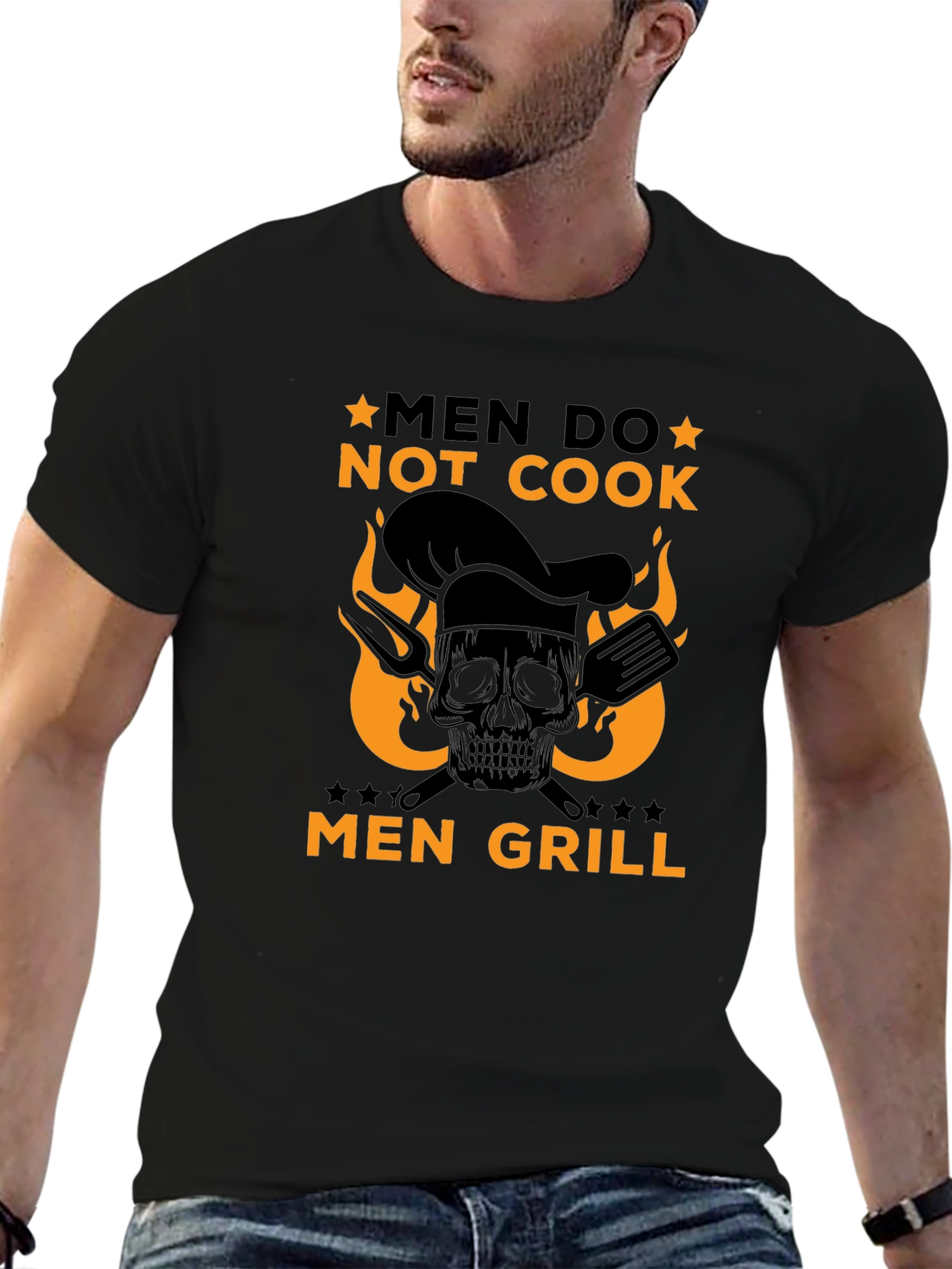Men Grill T-Shirt - Skull Chef Graphic Tee