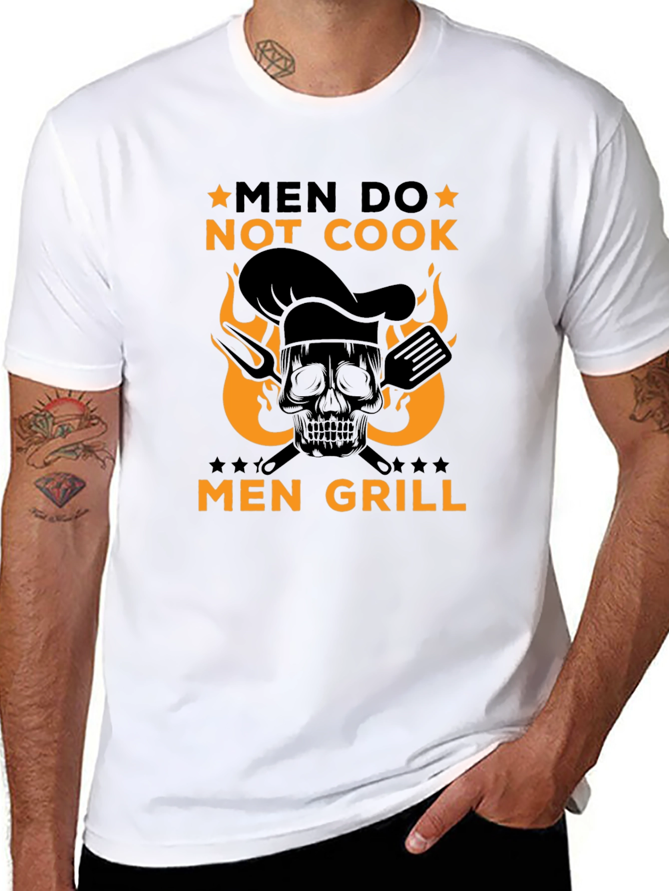 Men Grill T-Shirt - Skull Chef Graphic Tee