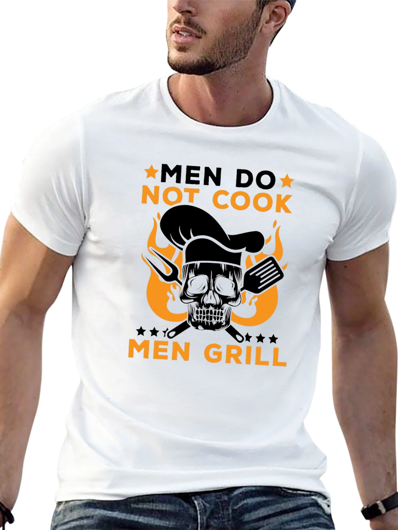 Men Grill T-Shirt - Skull Chef Graphic Tee