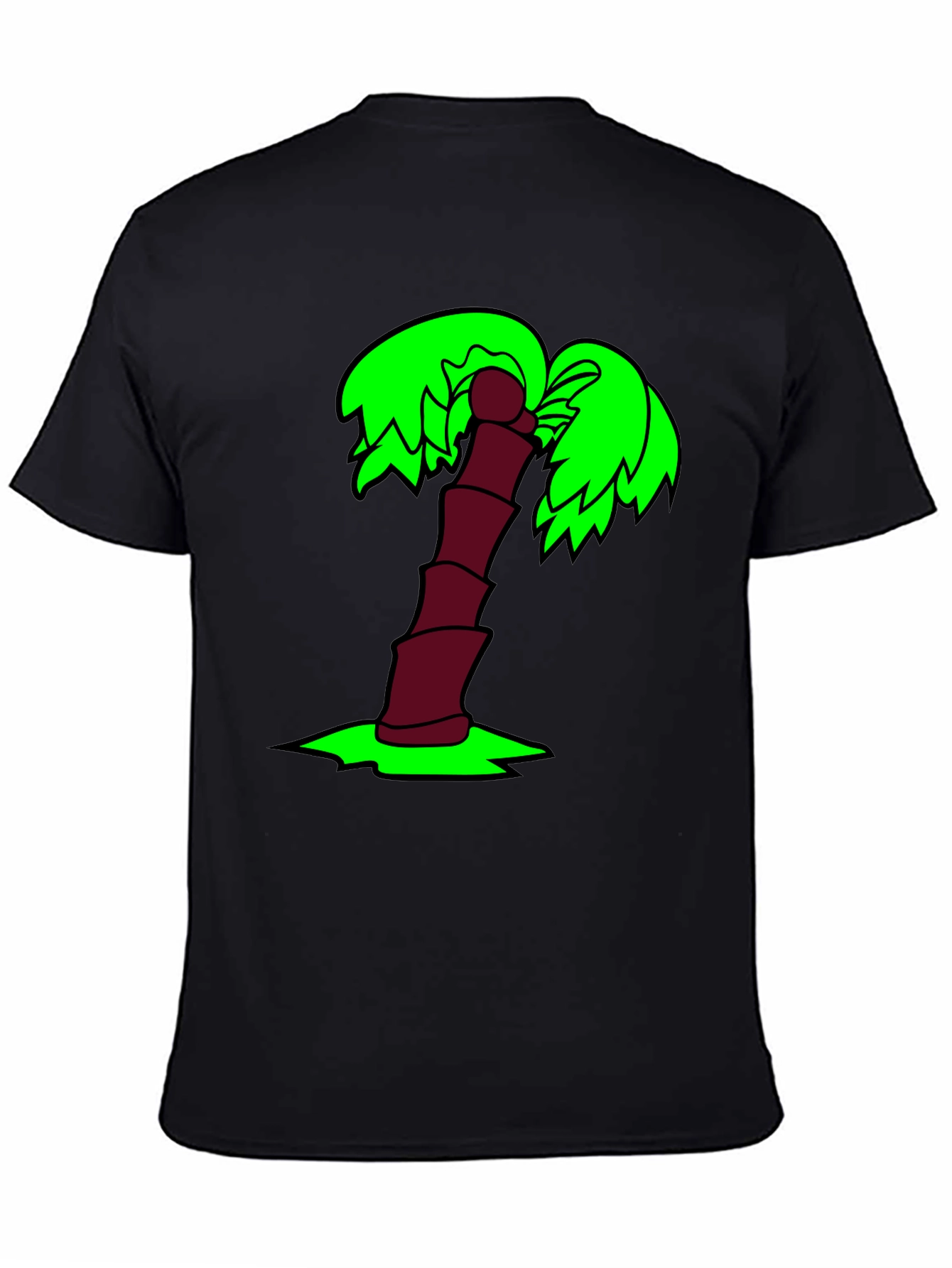 Cartoon Palm Tree Black T-Shirt
