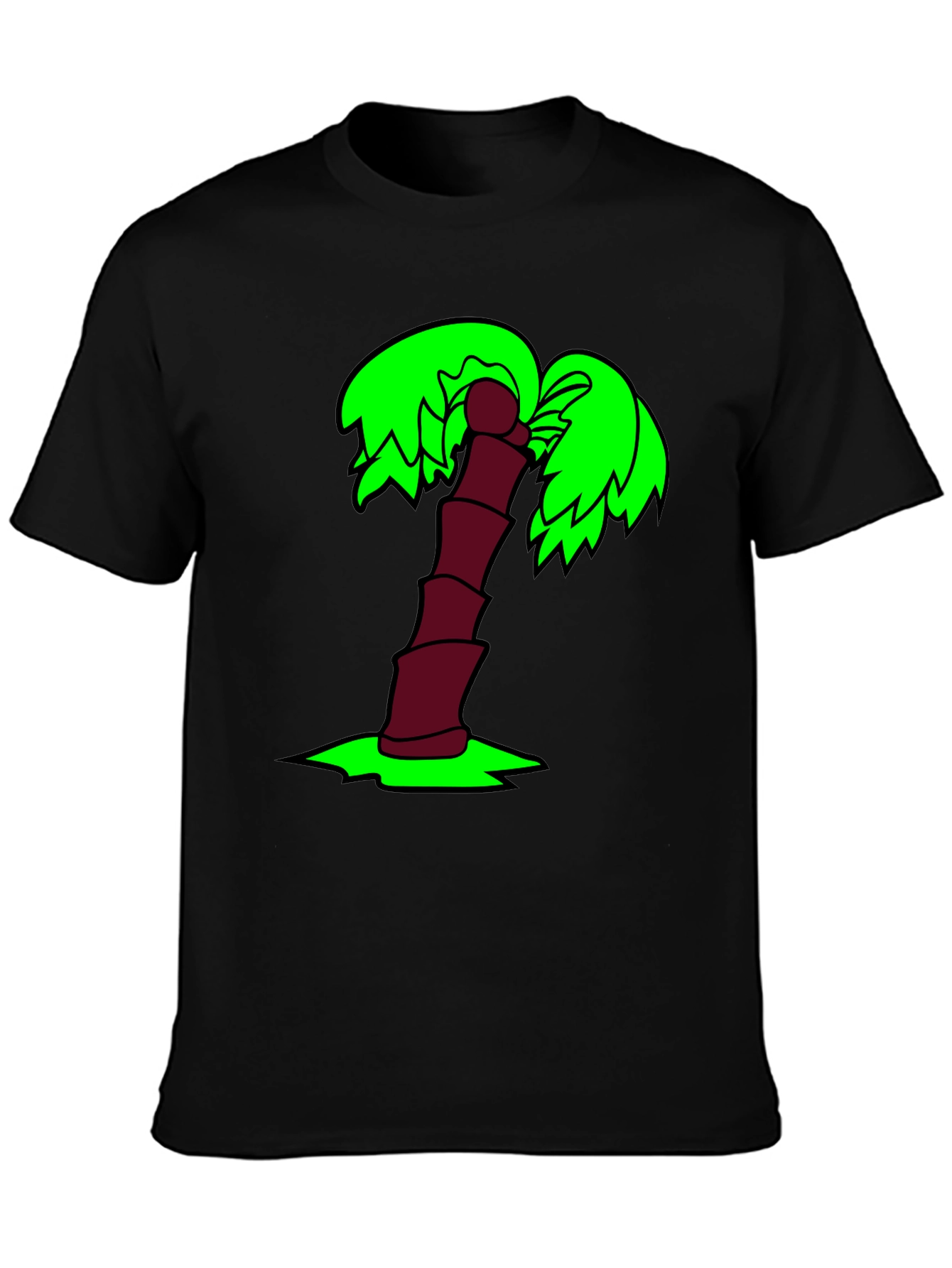 Cartoon Palm Tree Black T-Shirt