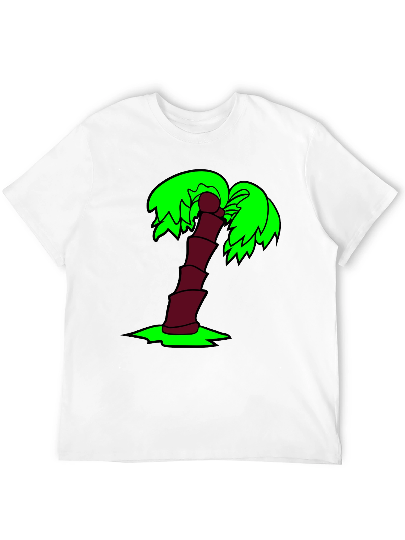 Cartoon Palm Tree Black T-Shirt