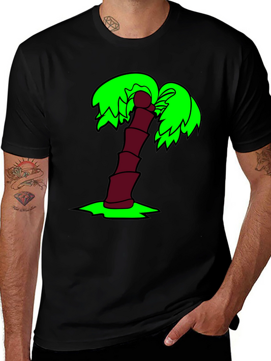 Cartoon Palm Tree Black T-Shirt