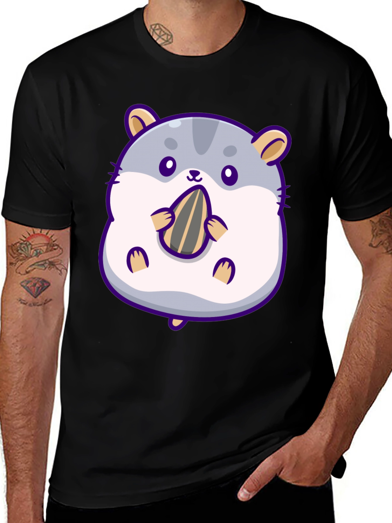 Cute Hamster Eating Seed Graphic T-Shirt