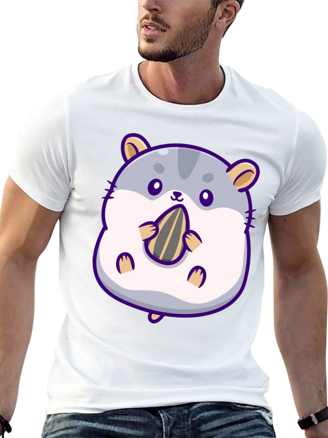 Cute Hamster Eating Seed Graphic T-Shirt