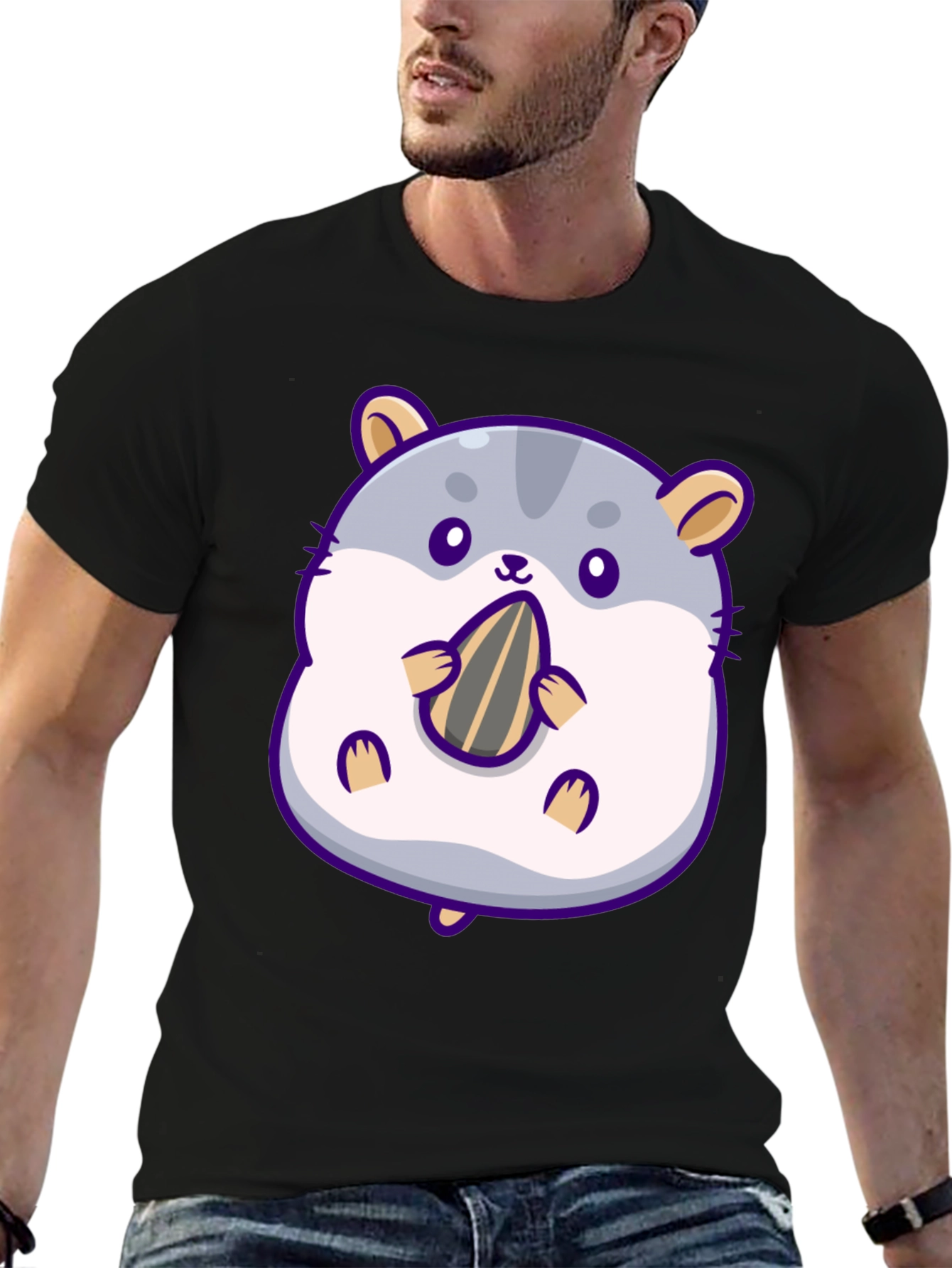 Cute Hamster Eating Seed Graphic T-Shirt