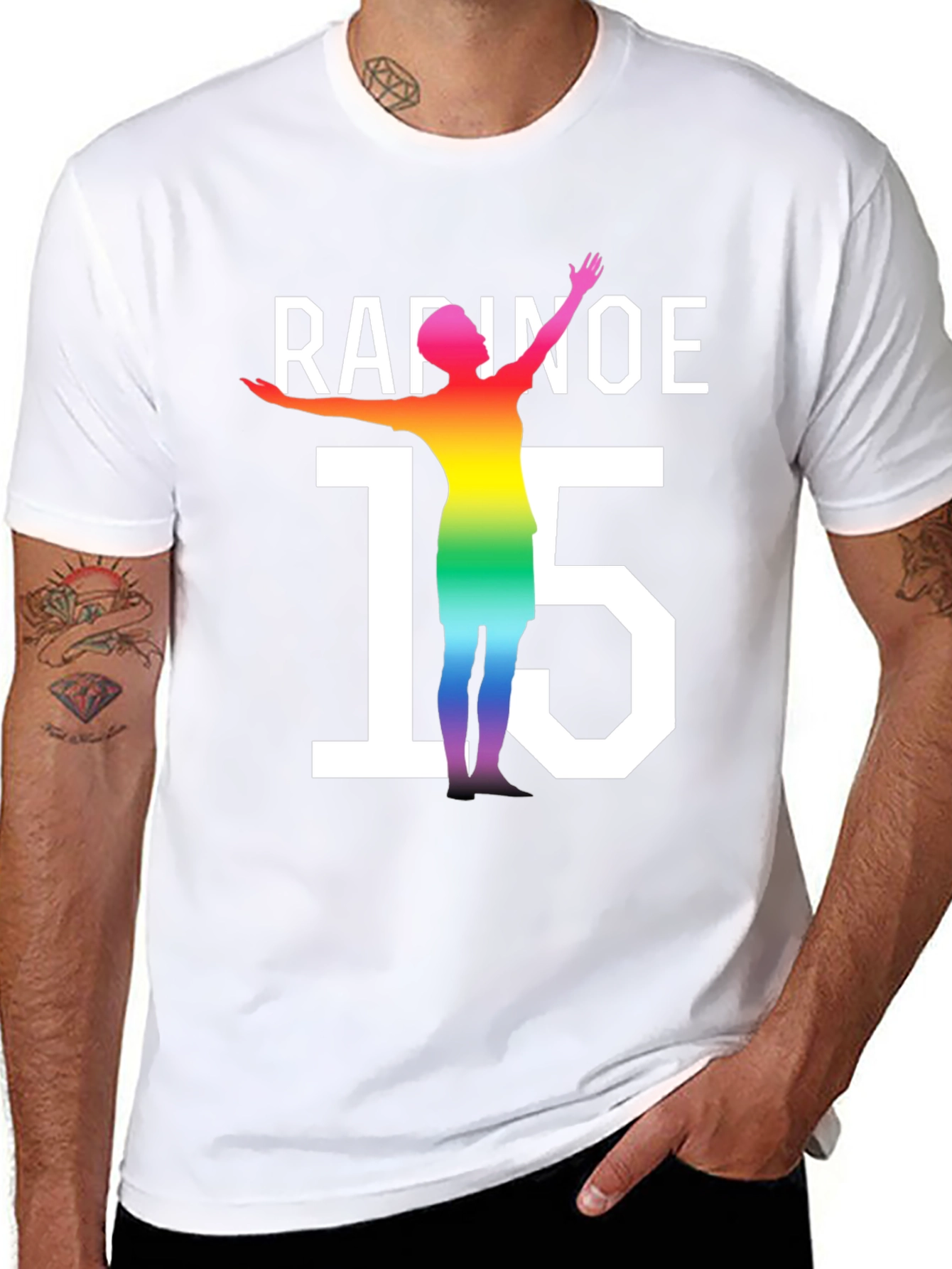 Rapinoe 15 Rainbow Graphic T-Shirt