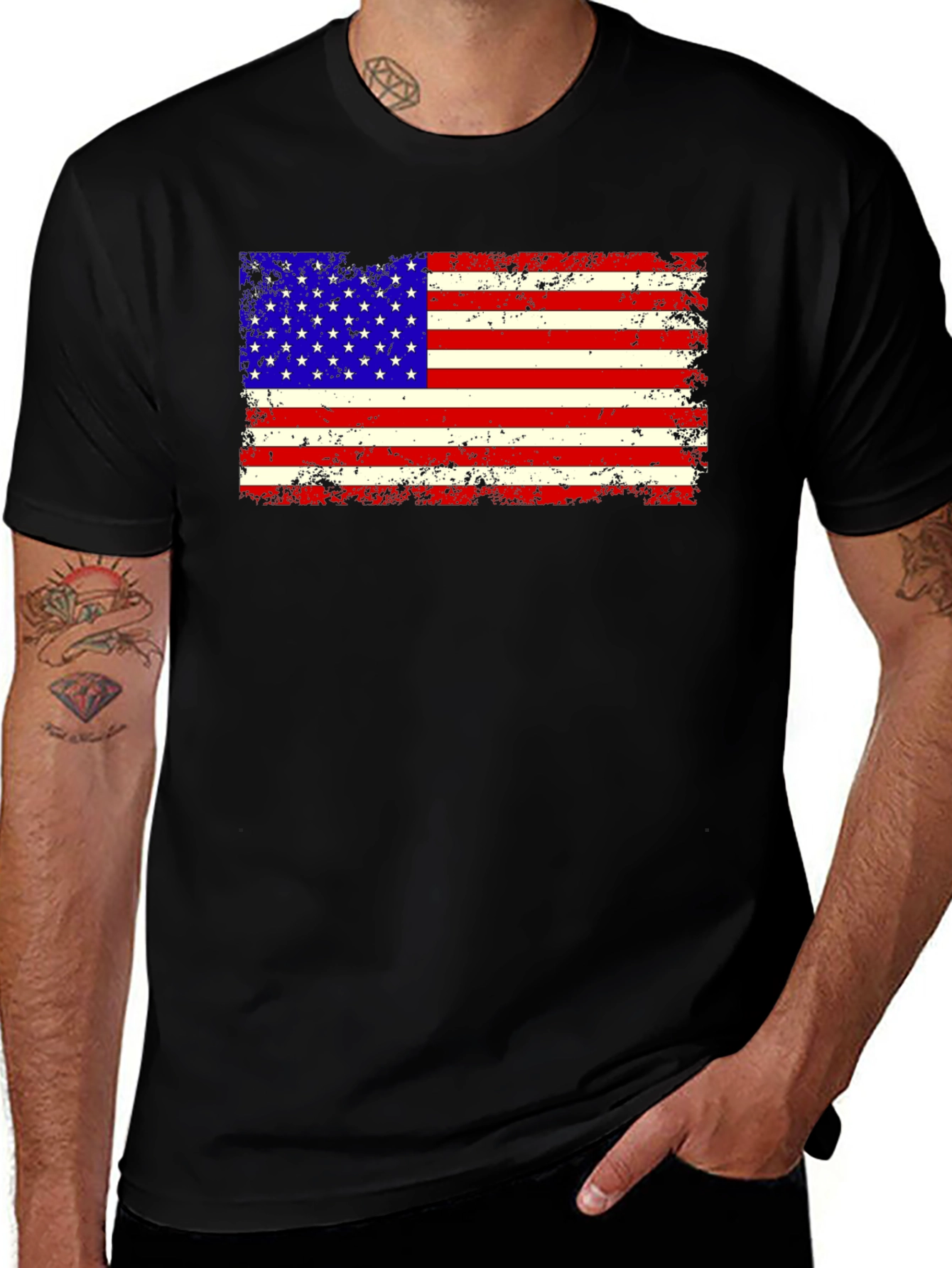 Distressed American Flag Graphic T-Shirt