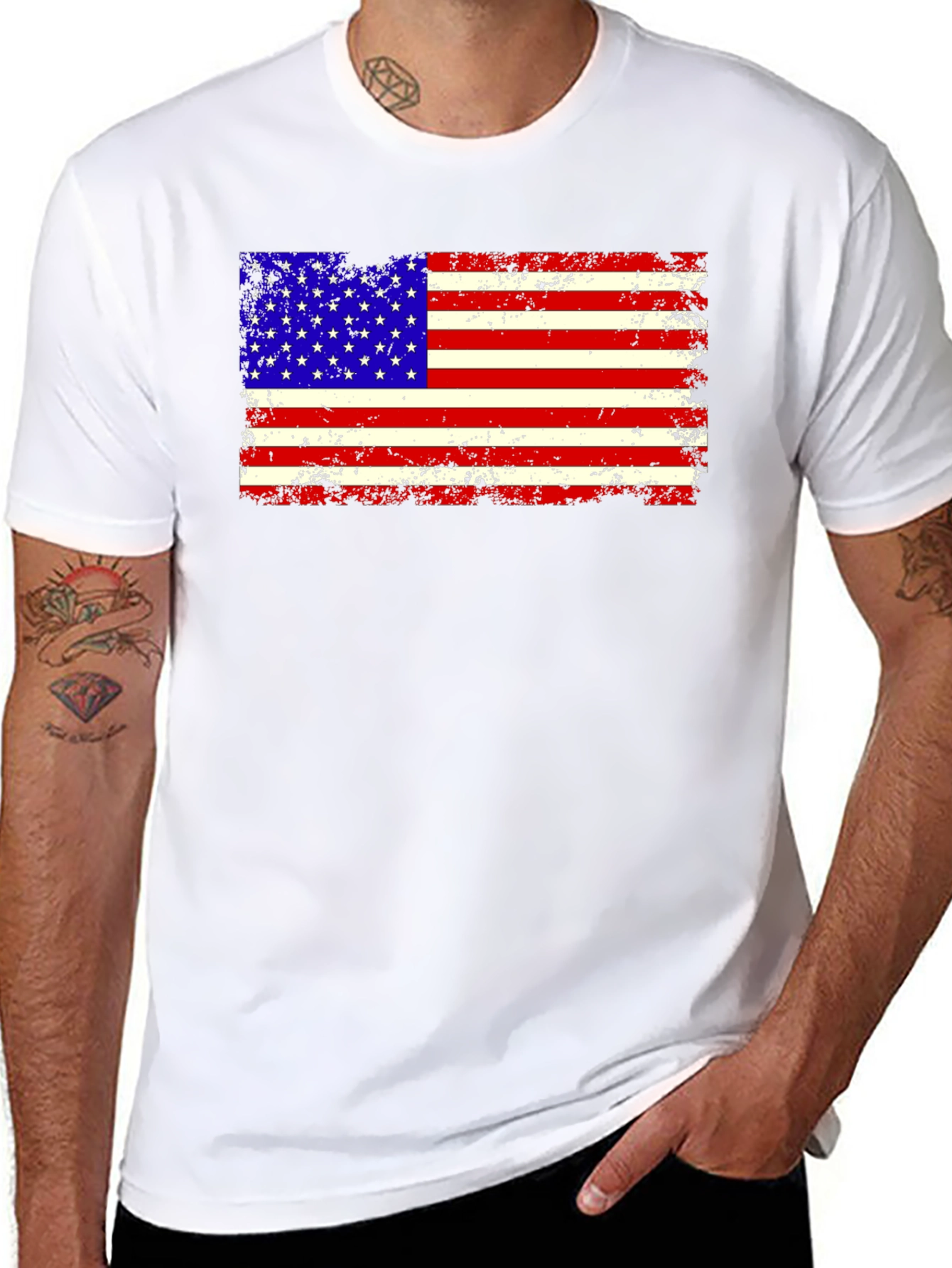 Distressed American Flag Graphic T-Shirt