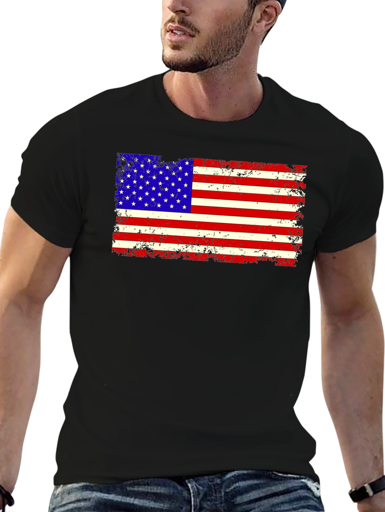Distressed American Flag Graphic T-Shirt
