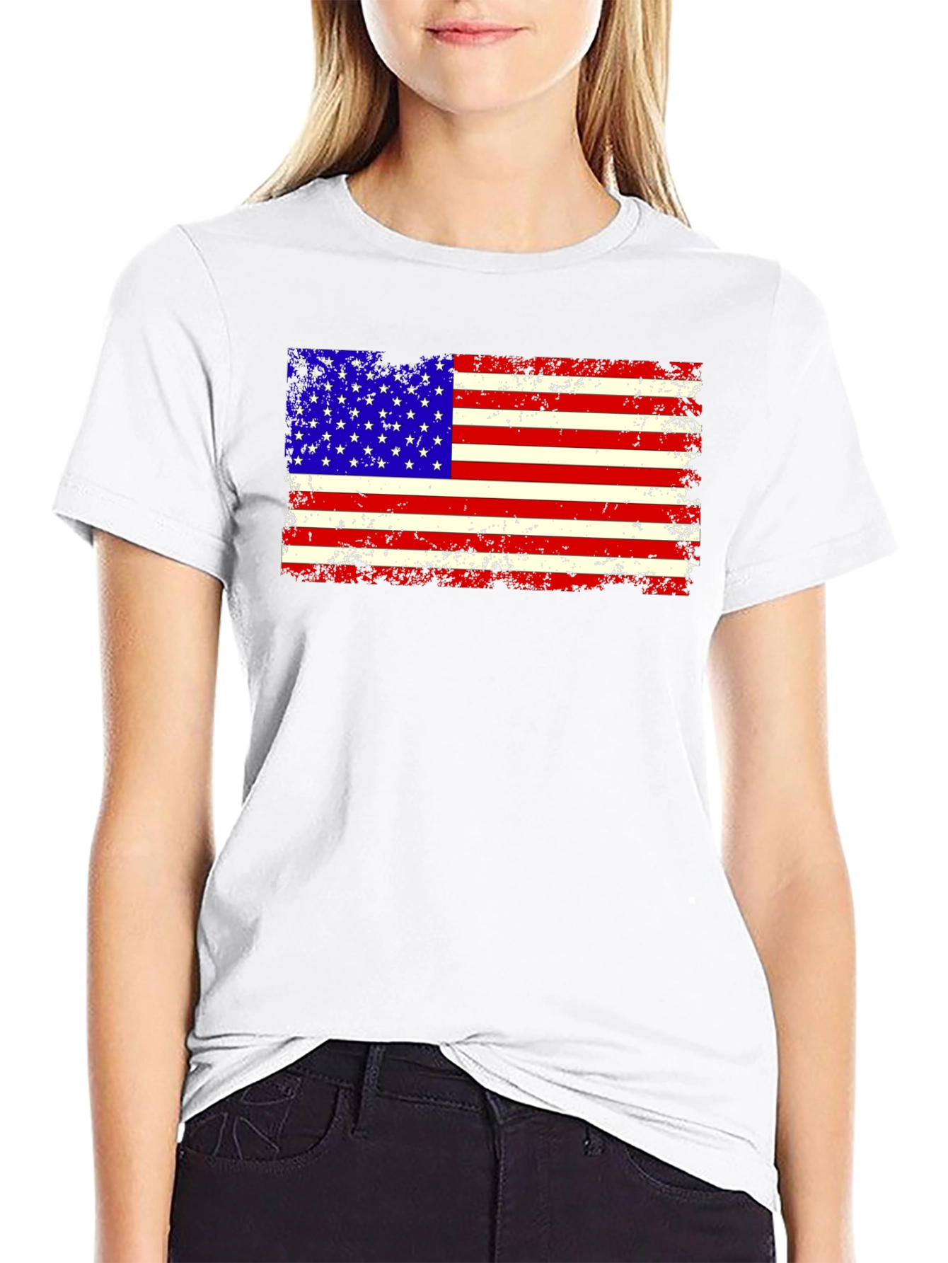 Distressed American Flag Graphic T-Shirt