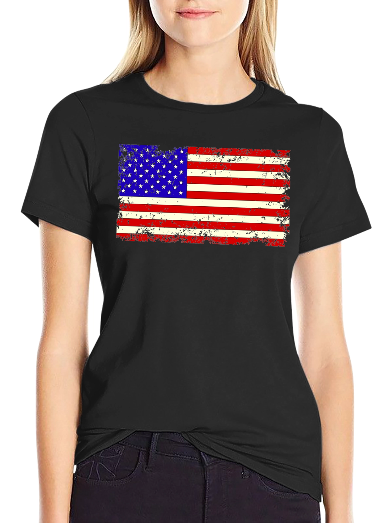 Distressed American Flag Graphic T-Shirt
