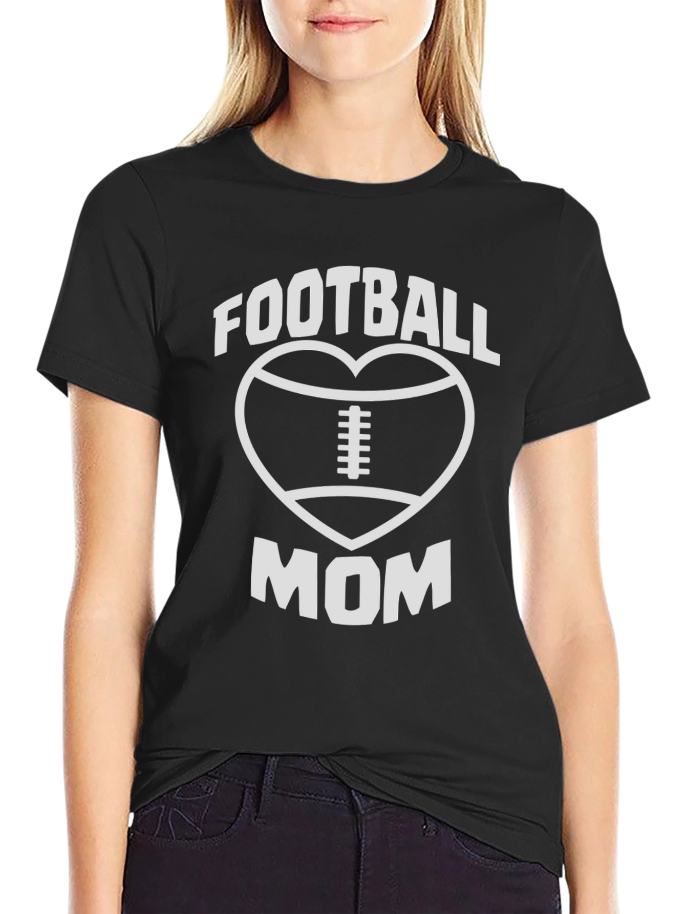 Football Mom T-Shirt - Heart Graphic Tee