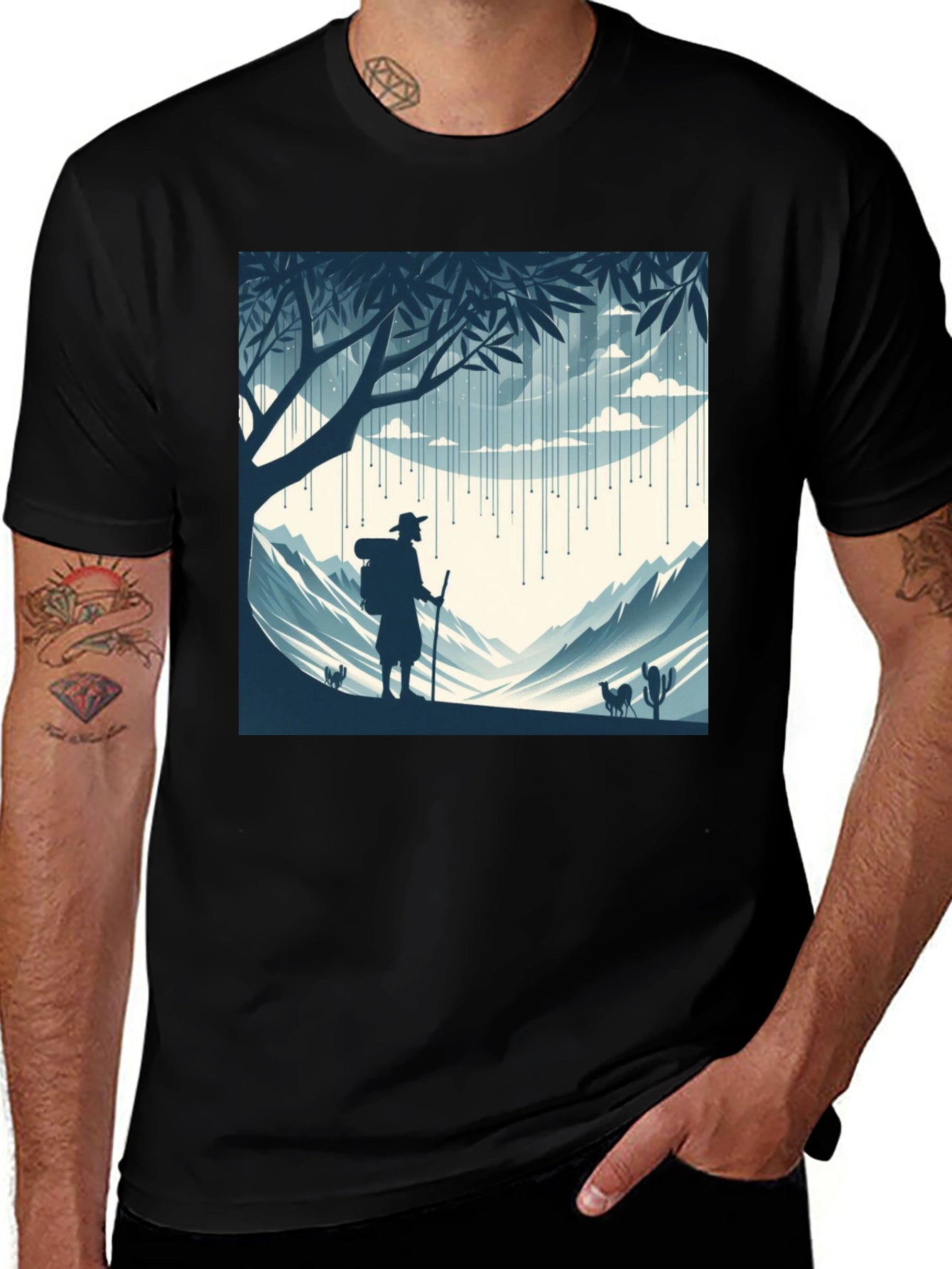 Nature Hiker Graphic Tee - Black