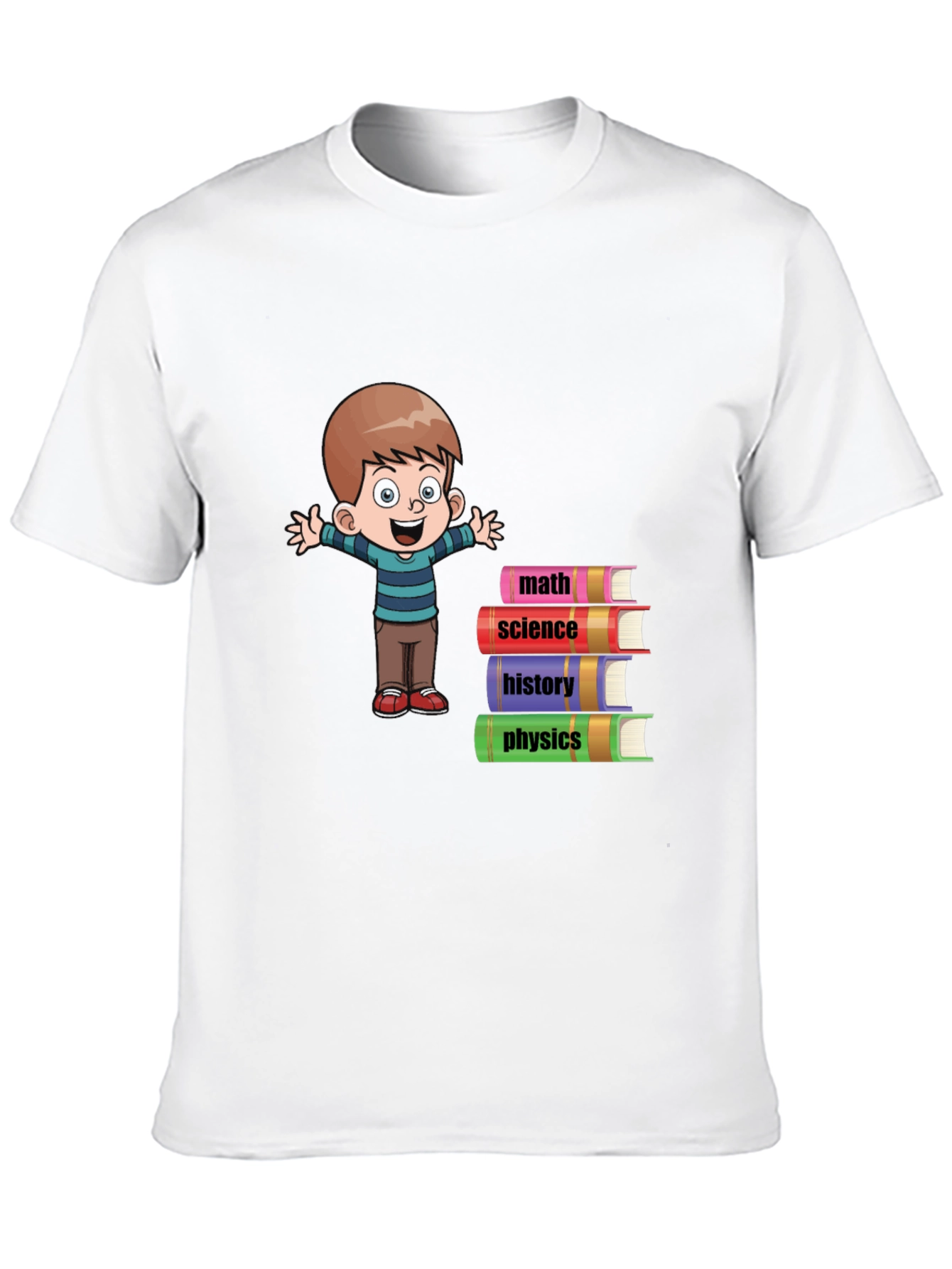 Boy with Books Black T-Shirt