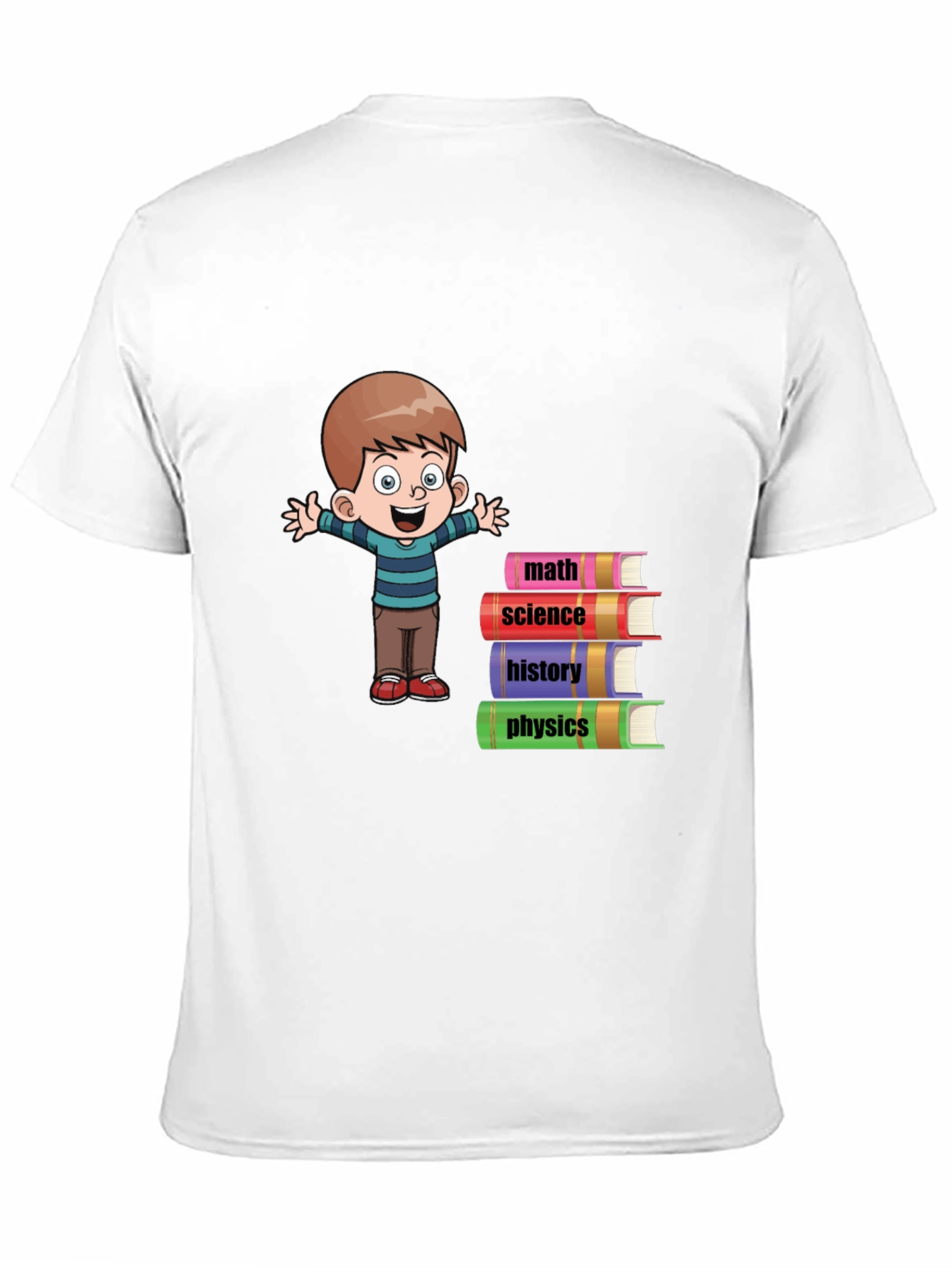 Boy with Books Black T-Shirt