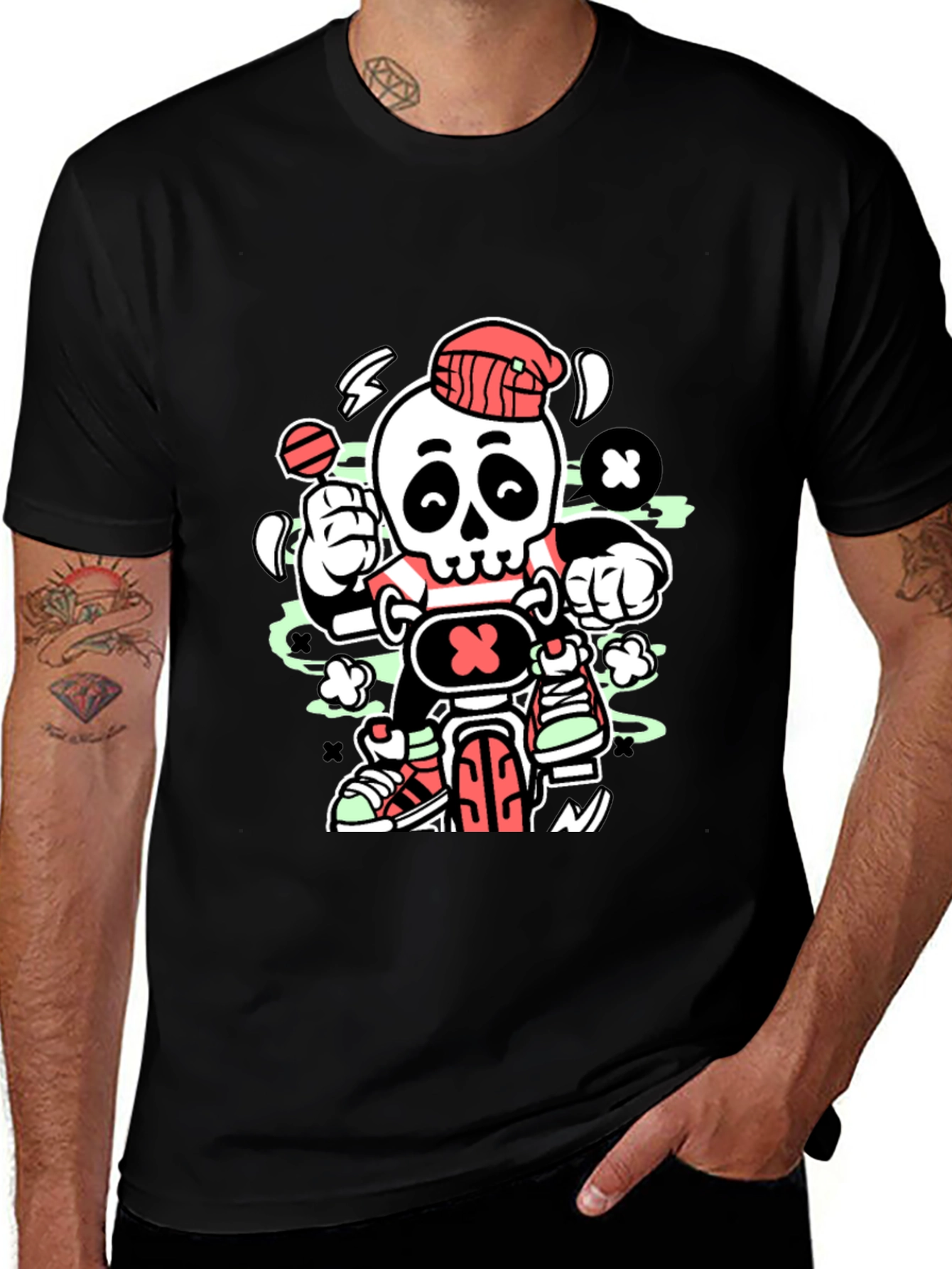 Skull Biker Graphic T-Shirt