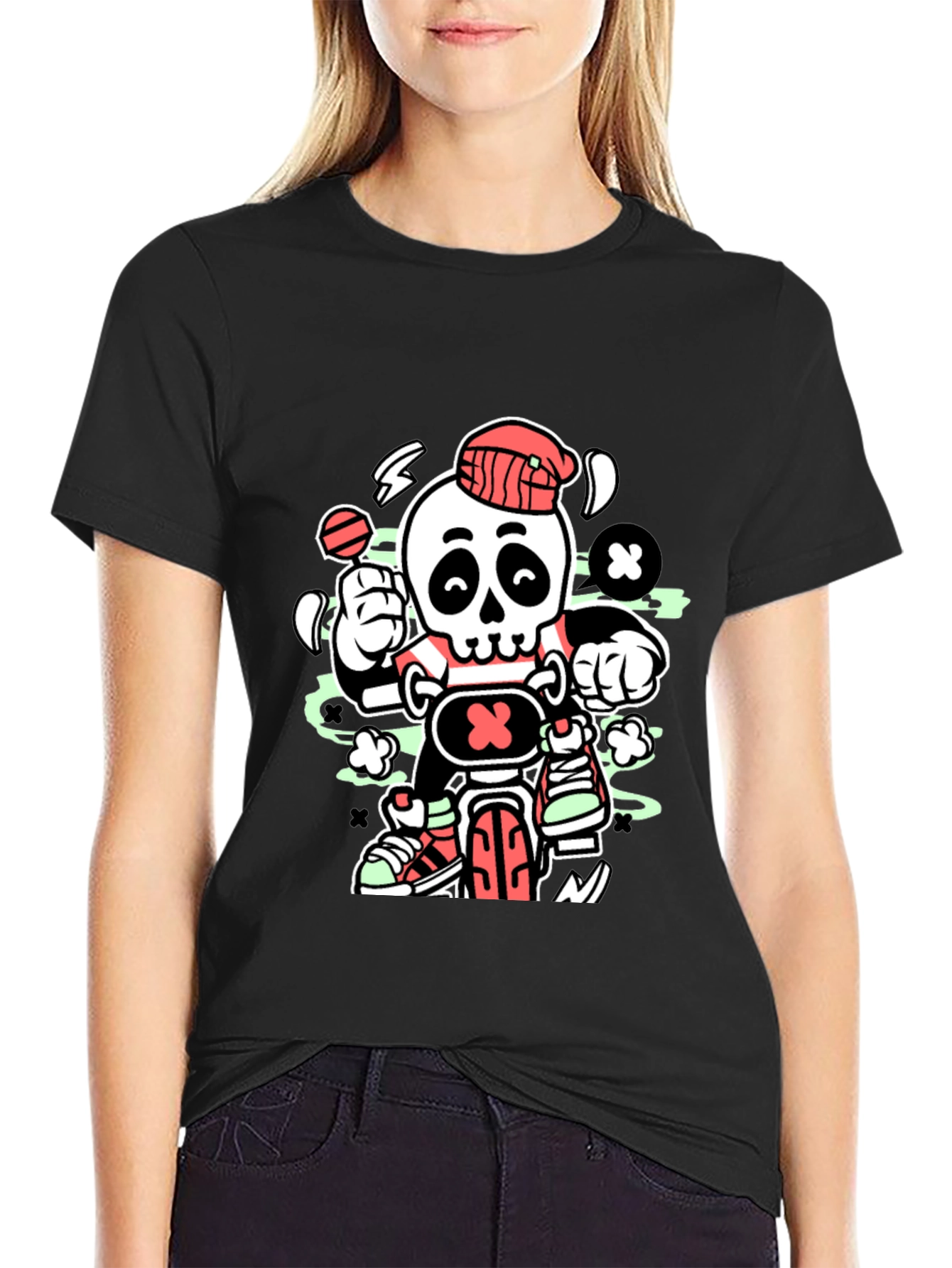 Skull Biker Graphic T-Shirt