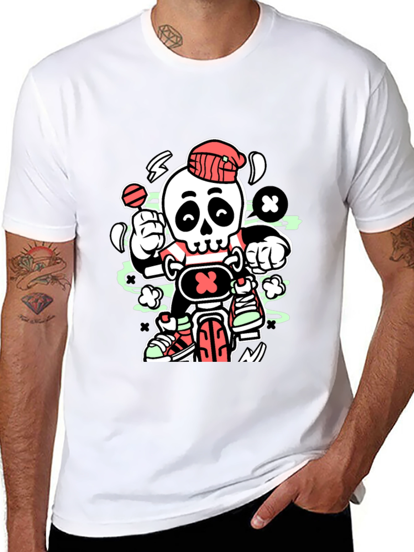 Skull Biker Graphic T-Shirt