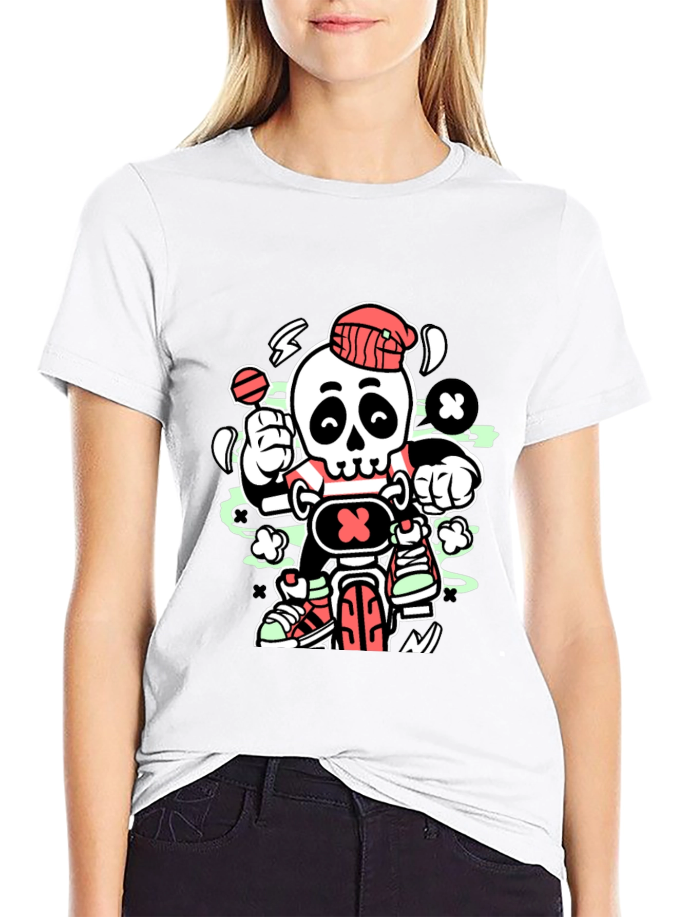 Skull Biker Graphic T-Shirt