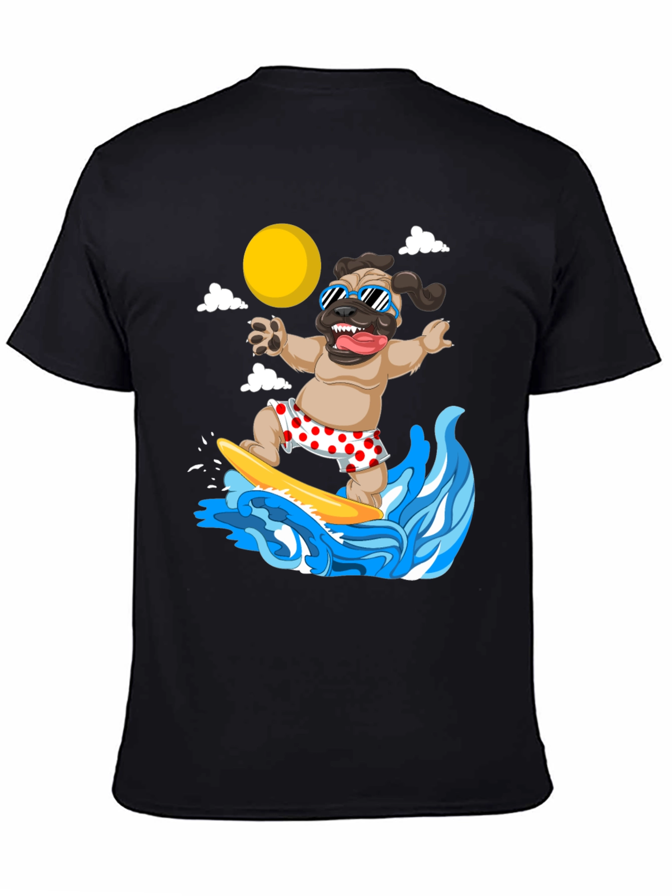 Surfing Pug T-Shirt - Funny Dog Tee