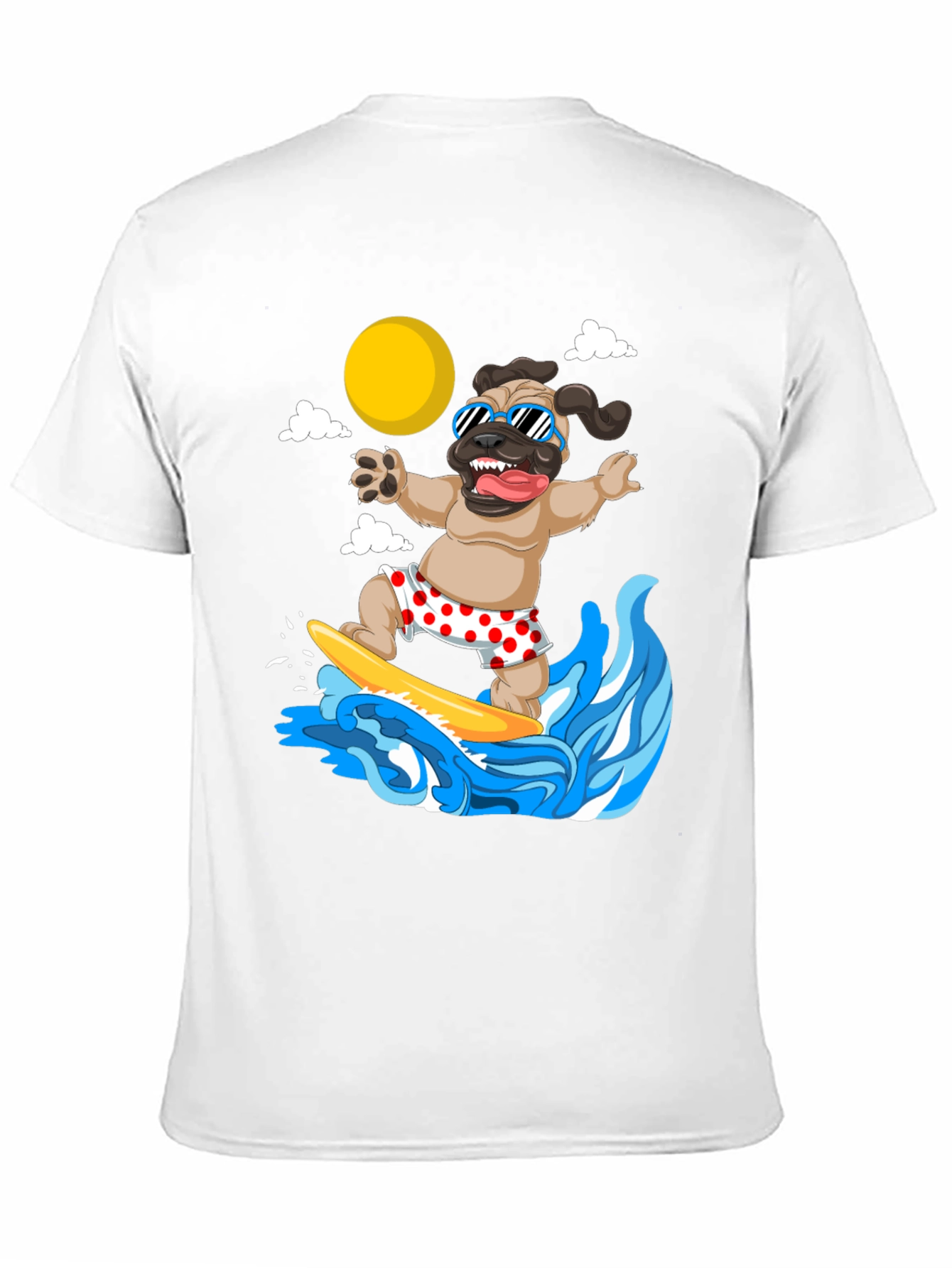 Surfing Pug T-Shirt - Funny Dog Tee