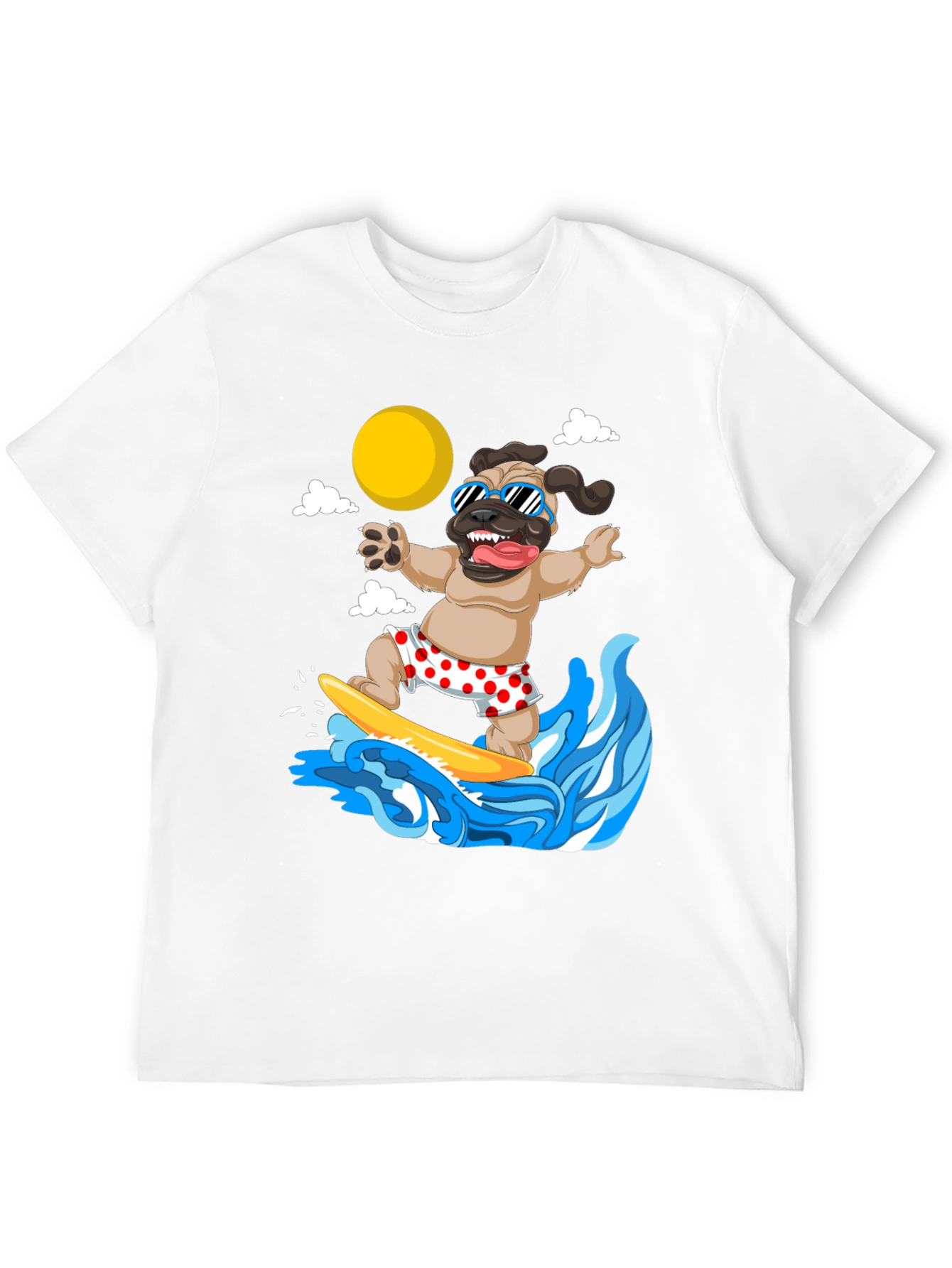 Surfing Pug T-Shirt - Funny Dog Tee