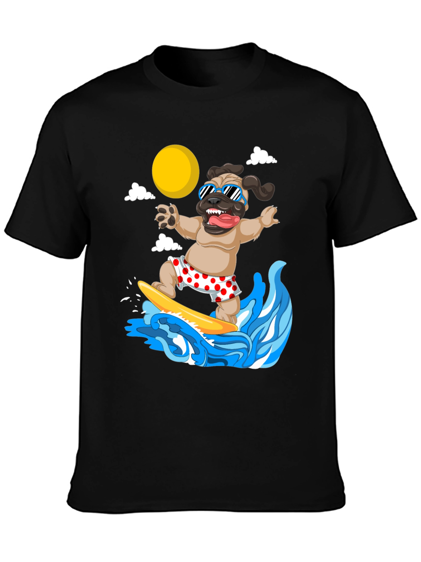 Surfing Pug T-Shirt - Funny Dog Tee
