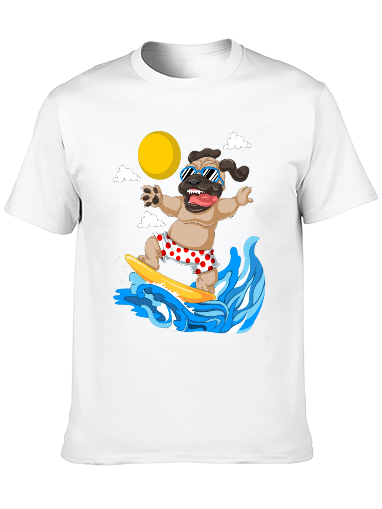 Surfing Pug T-Shirt - Funny Dog Tee
