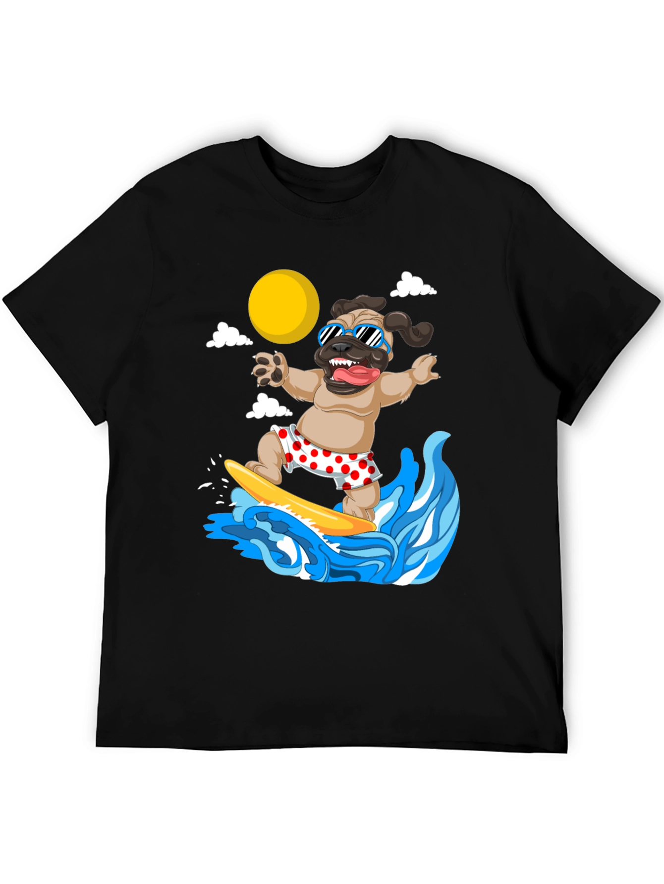 Surfing Pug T-Shirt - Funny Dog Tee
