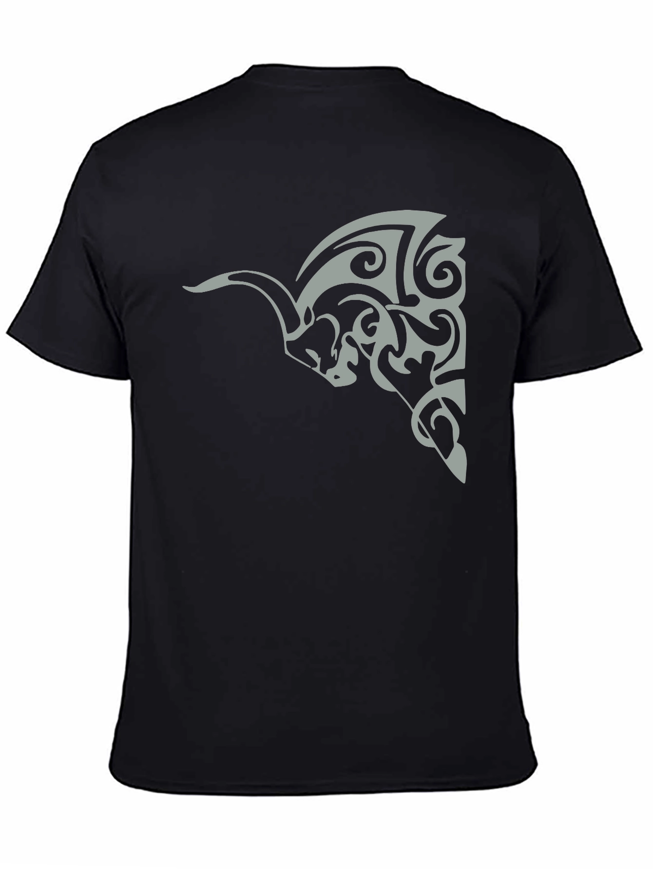 Tribal Bull Graphic Tee - Black Cotton Casual Wear