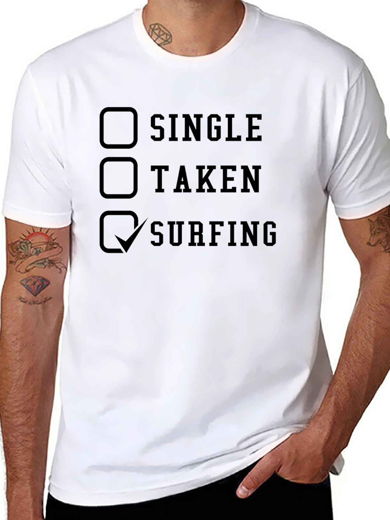 Surfing Checklist Mens Black T-Shirt