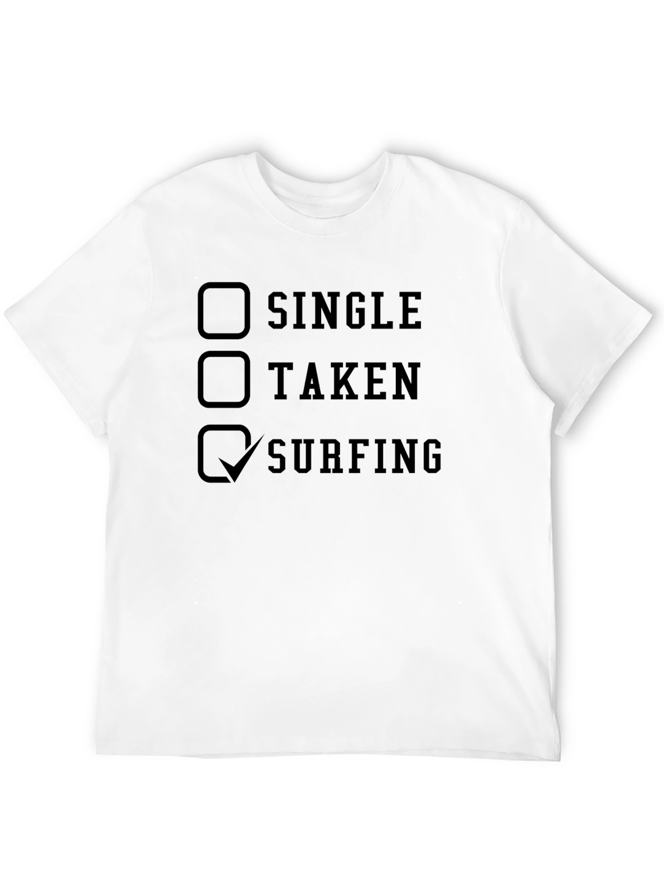Surfing Checklist Mens Black T-Shirt