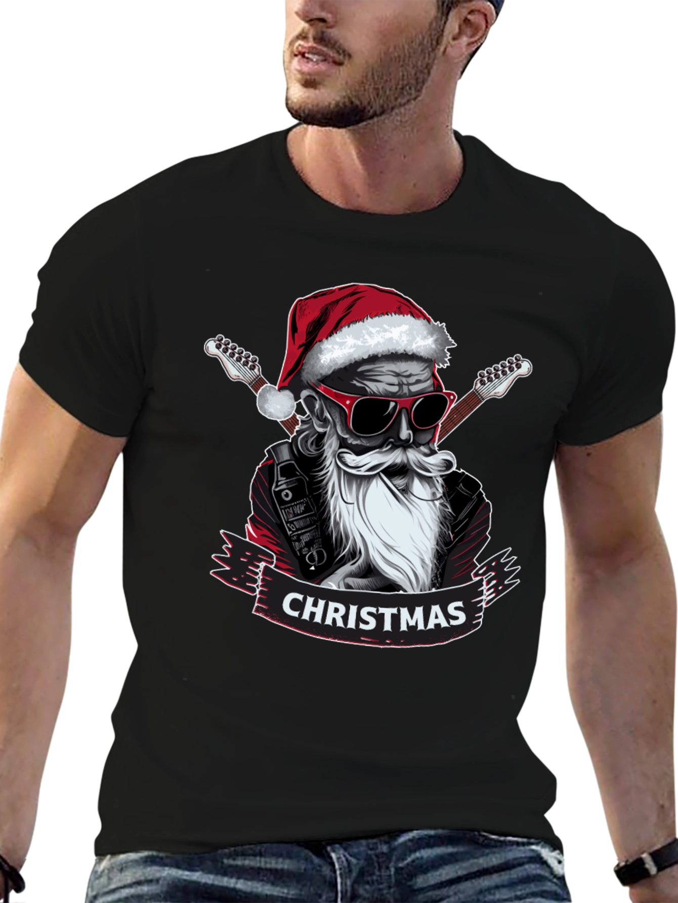 Rockin Santa Christmas T-Shirt