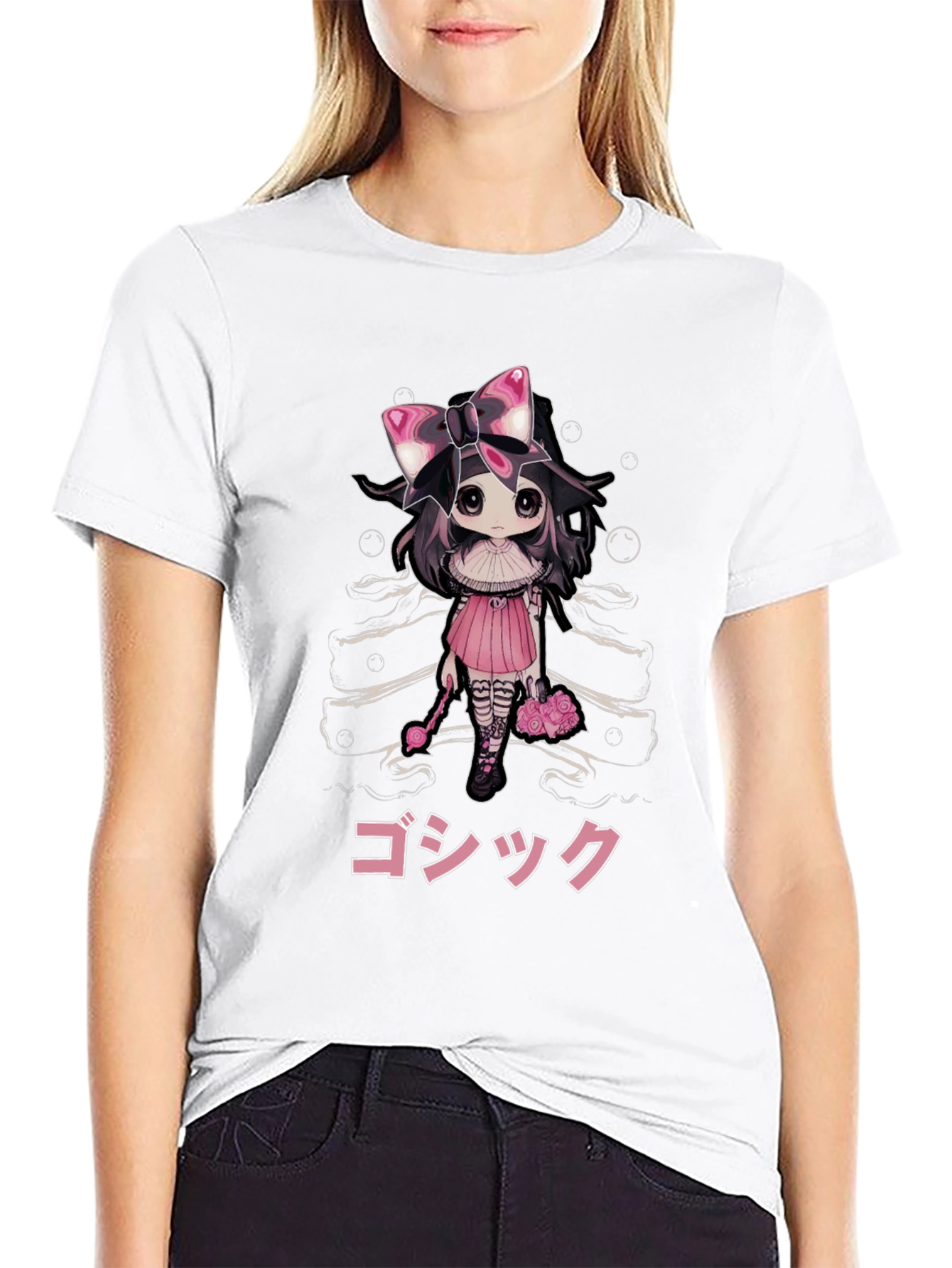 Gothic Anime Girl Black T-Shirt