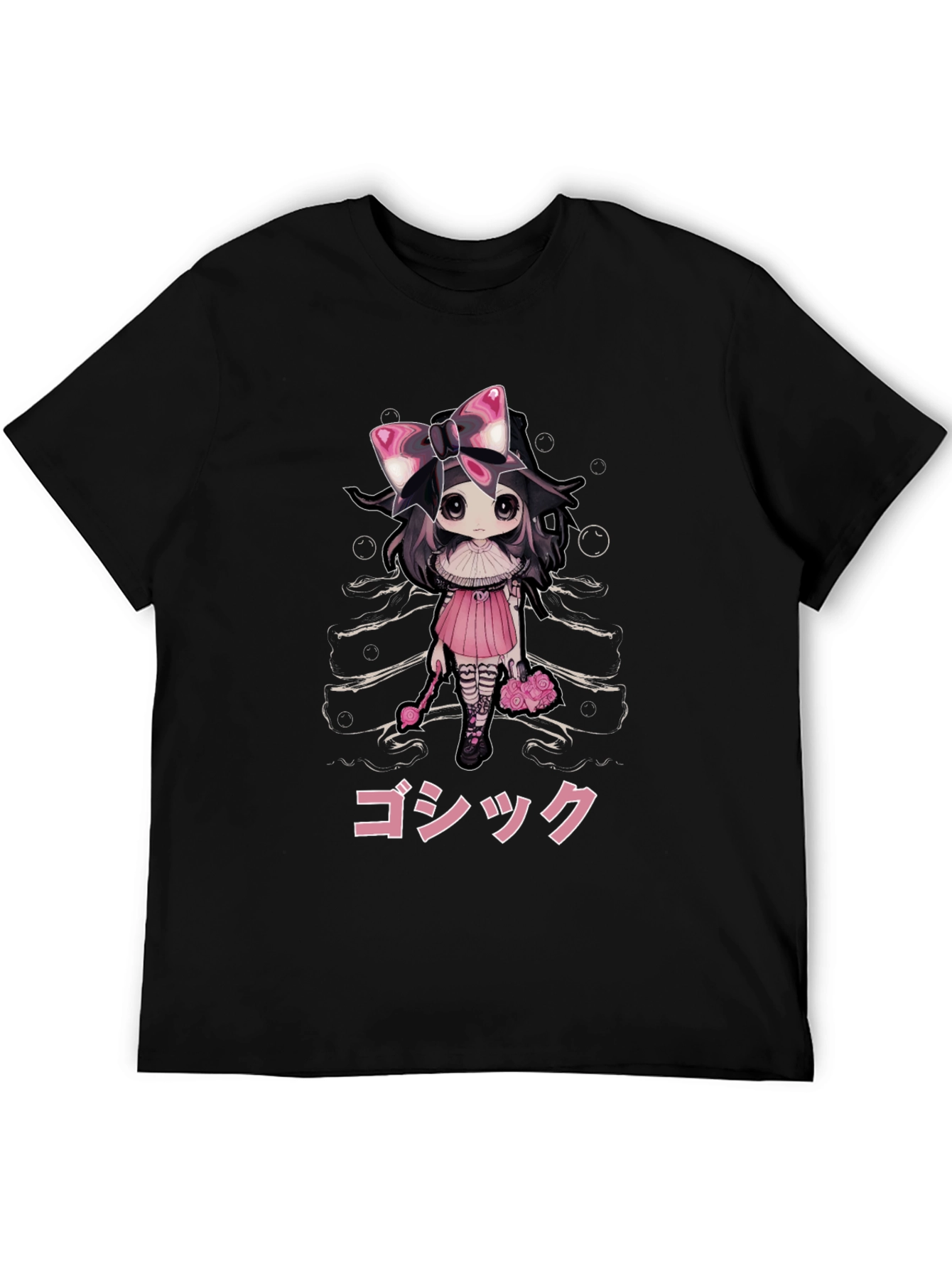 Gothic Anime Girl Black T-Shirt