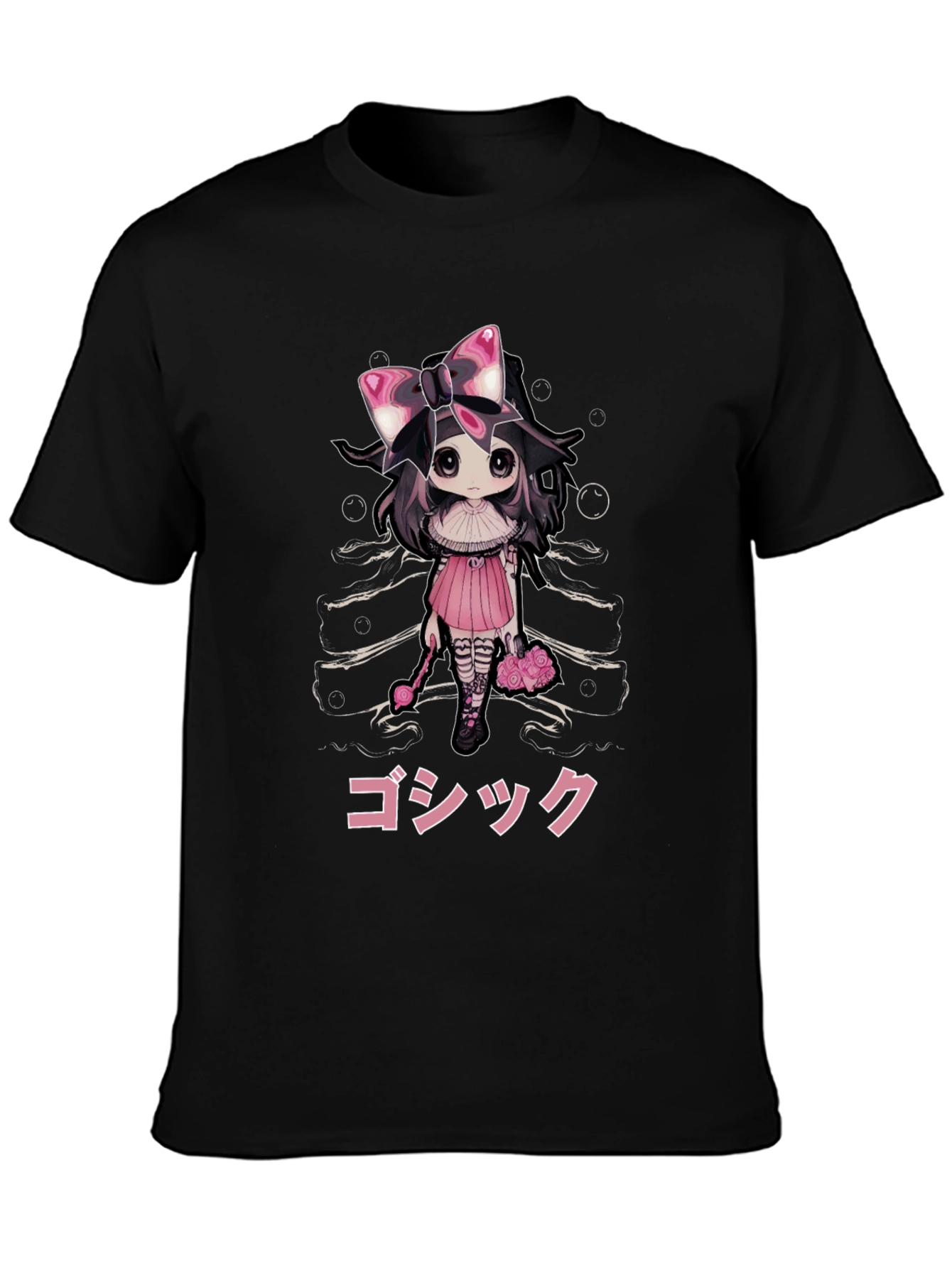 Gothic Anime Girl Black T-Shirt
