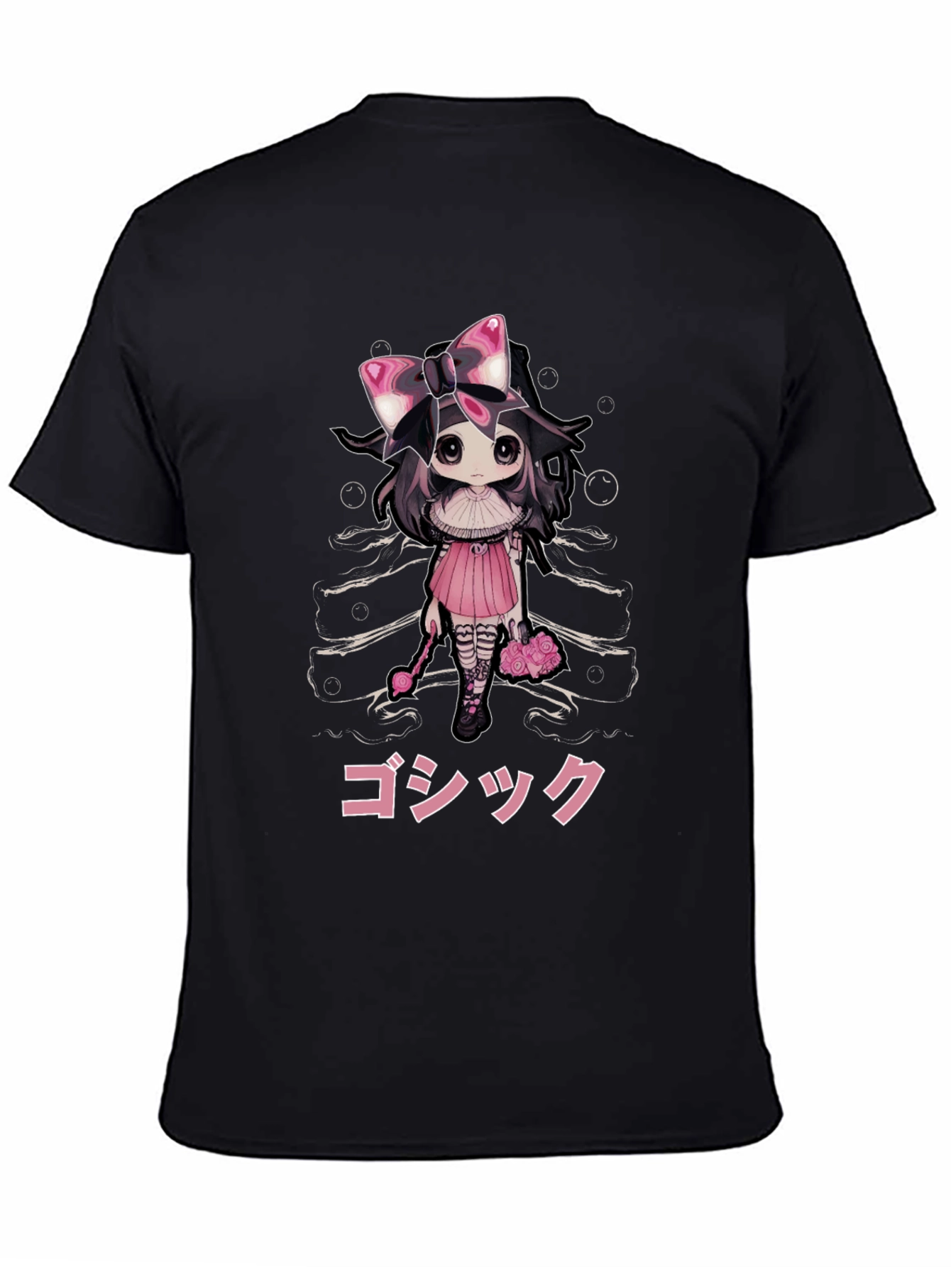 Gothic Anime Girl Black T-Shirt