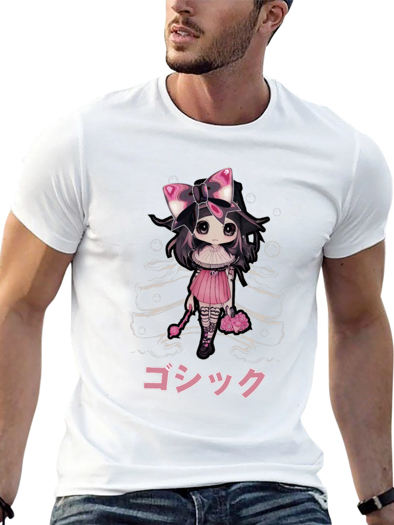 Gothic Anime Girl Black T-Shirt