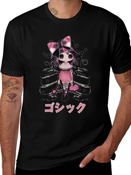 Gothic Anime Girl Black T-Shirt