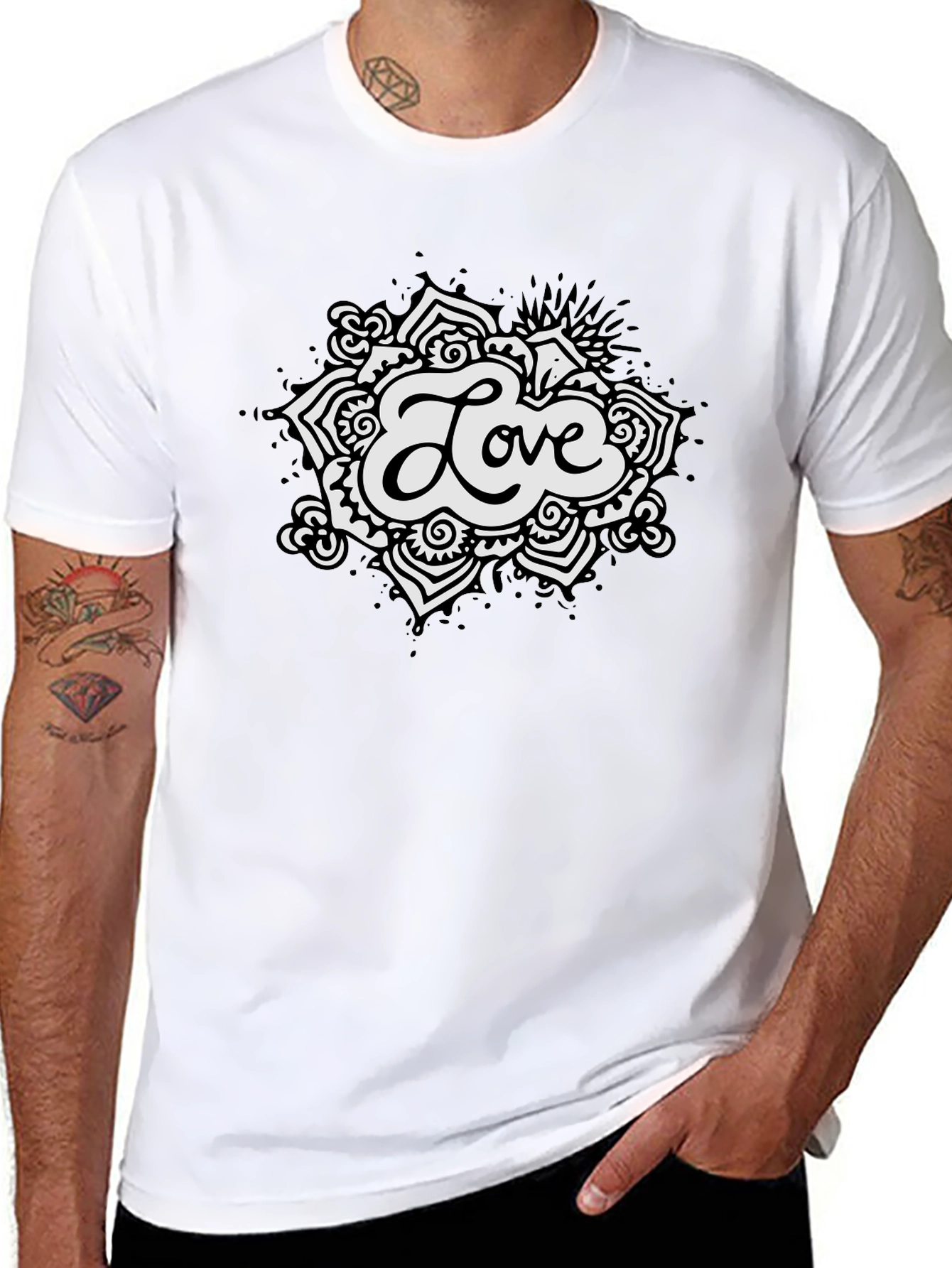Love Mandala Black T-Shirt - Stylish Mens Tee