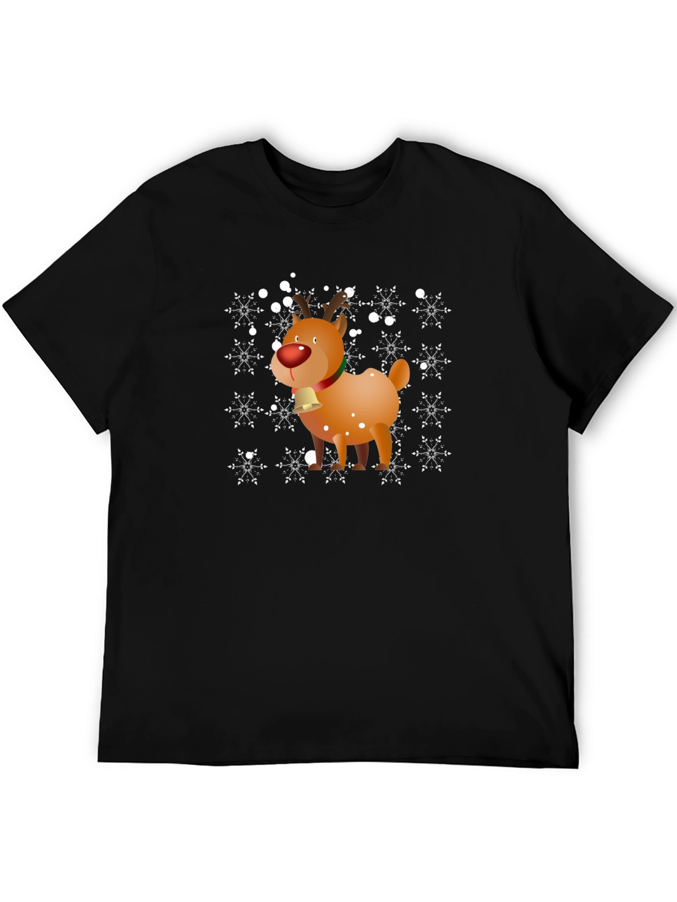 Christmas Reindeer Snowflake Graphic T-Shirt