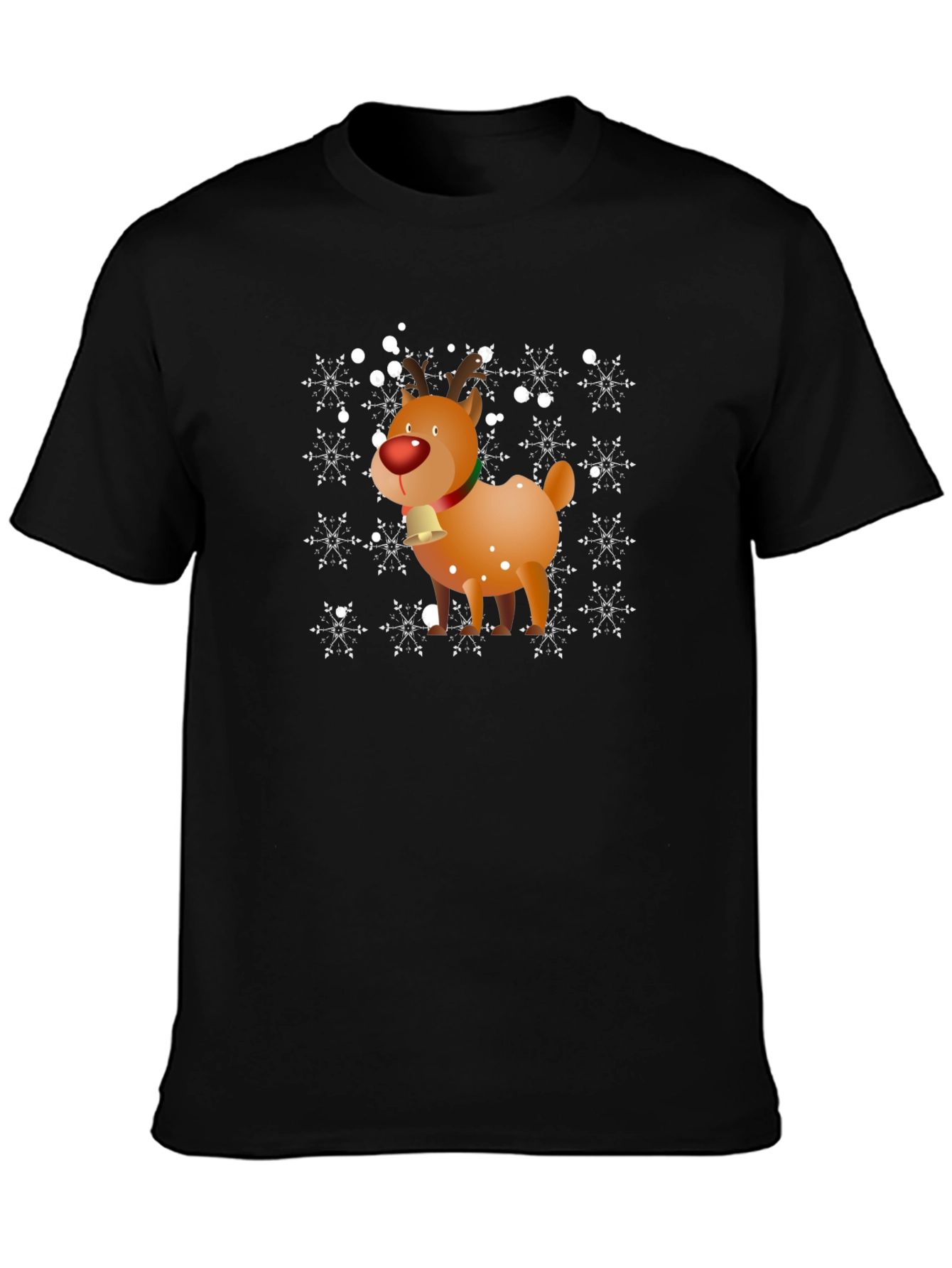 Christmas Reindeer Snowflake Graphic T-Shirt