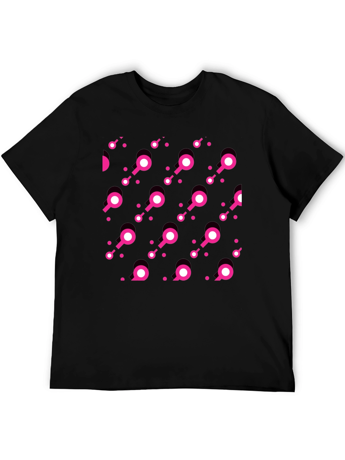 Modern Pink Pattern Black T-Shirt