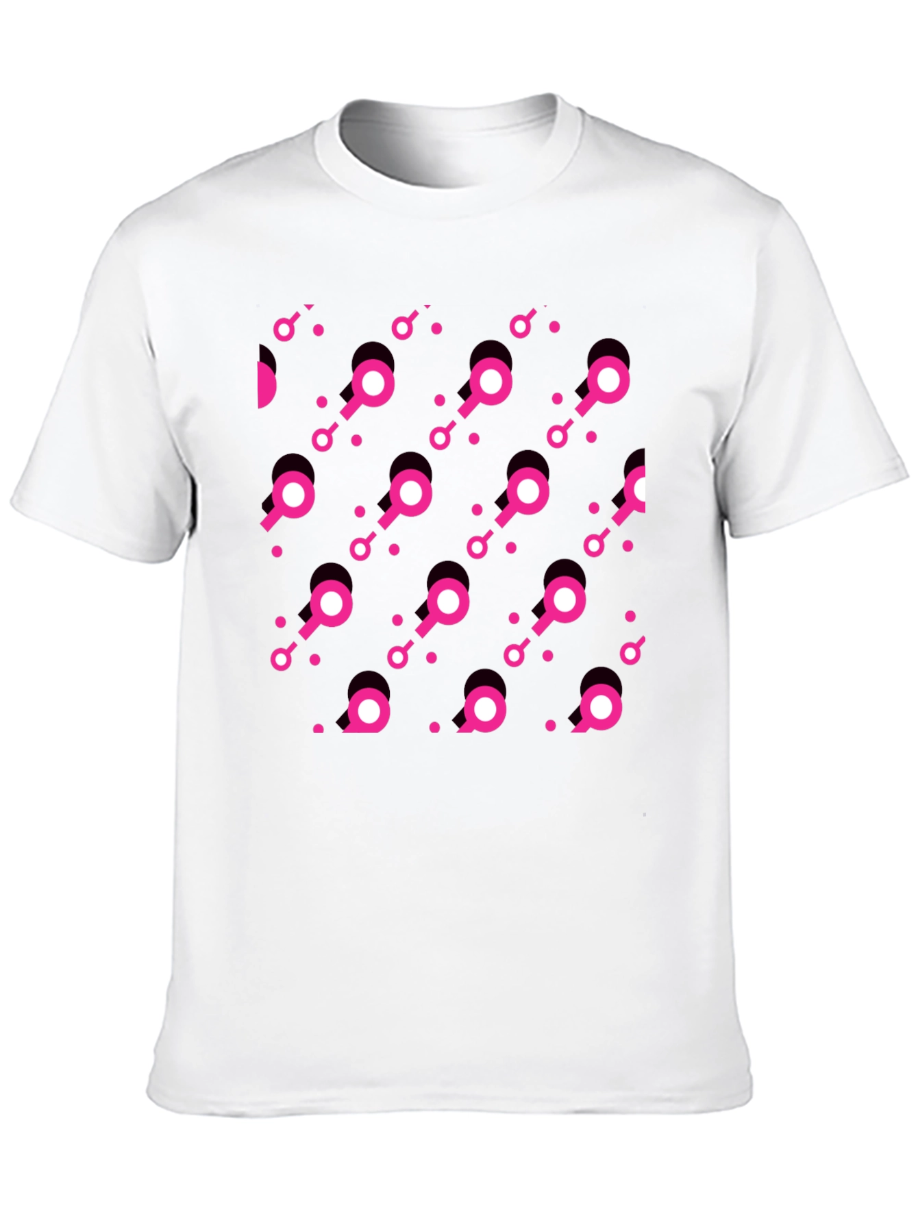 Modern Pink Pattern Black T-Shirt